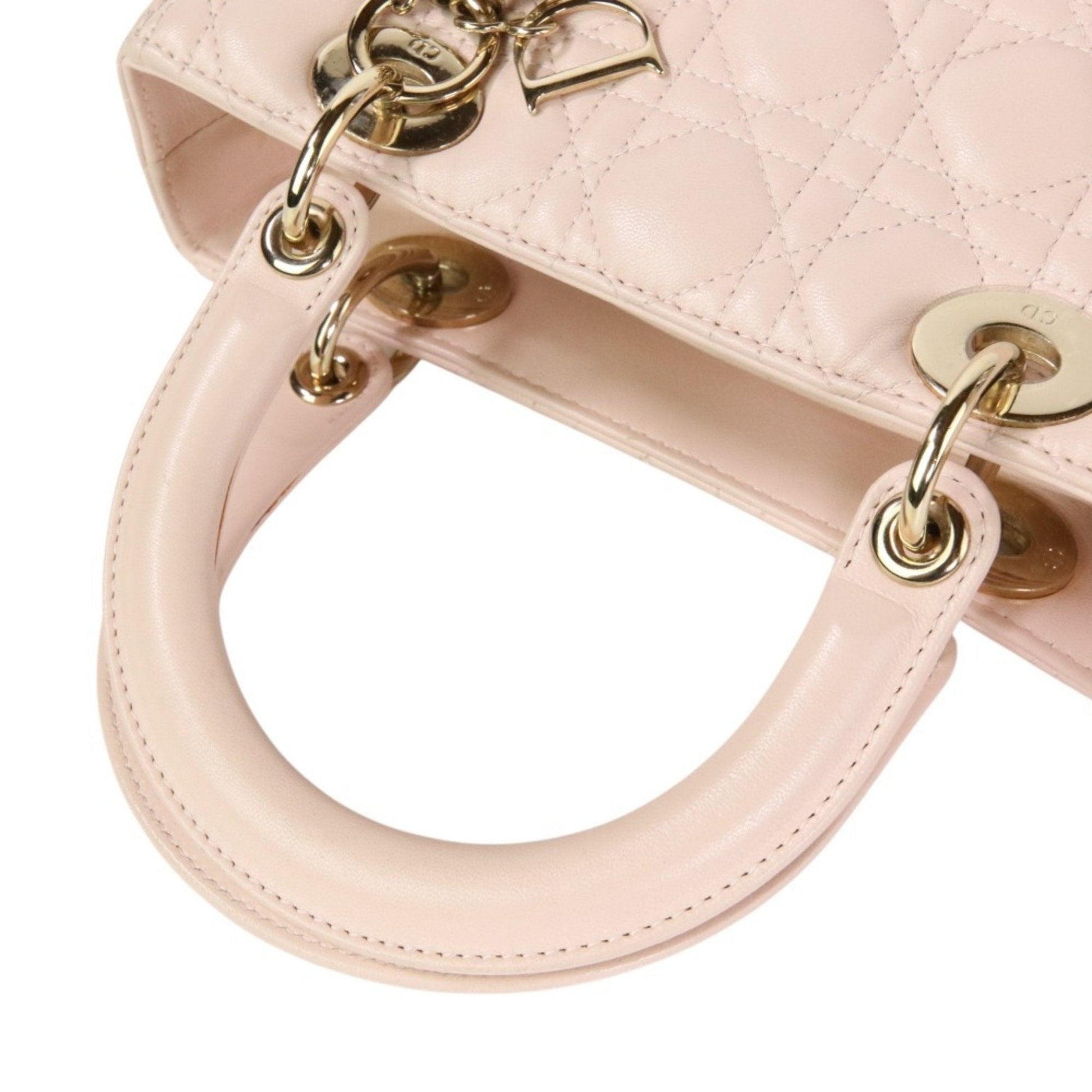Christian Dior Lady Dior Pink Leather Handbag Shoulder Bag ()