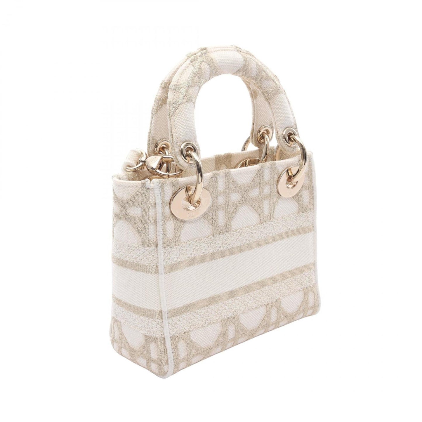 Christian Dior Gold White Canvas Handbag ()