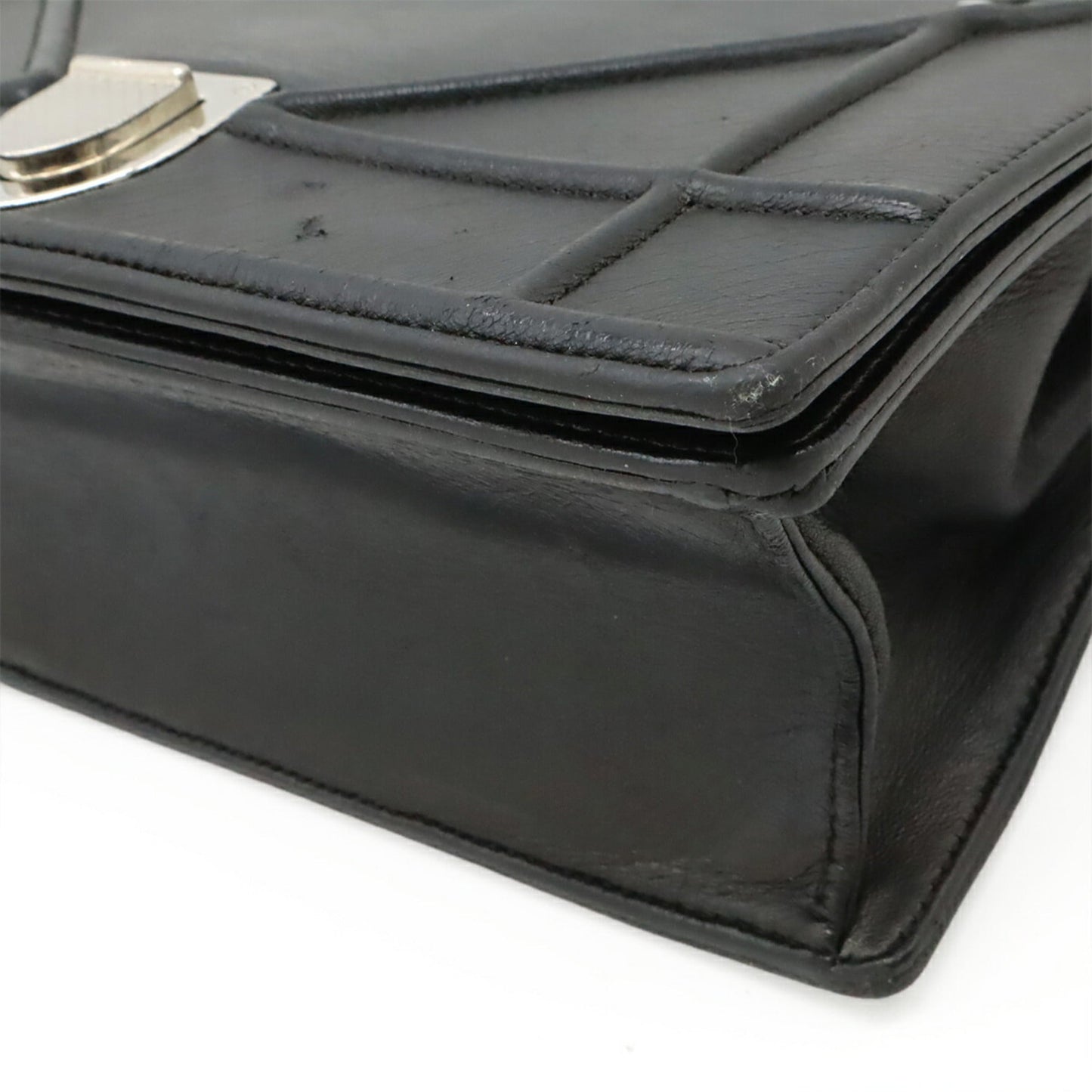 Christian Dior Black Leather Clutch Bag Shoulder Bag ()