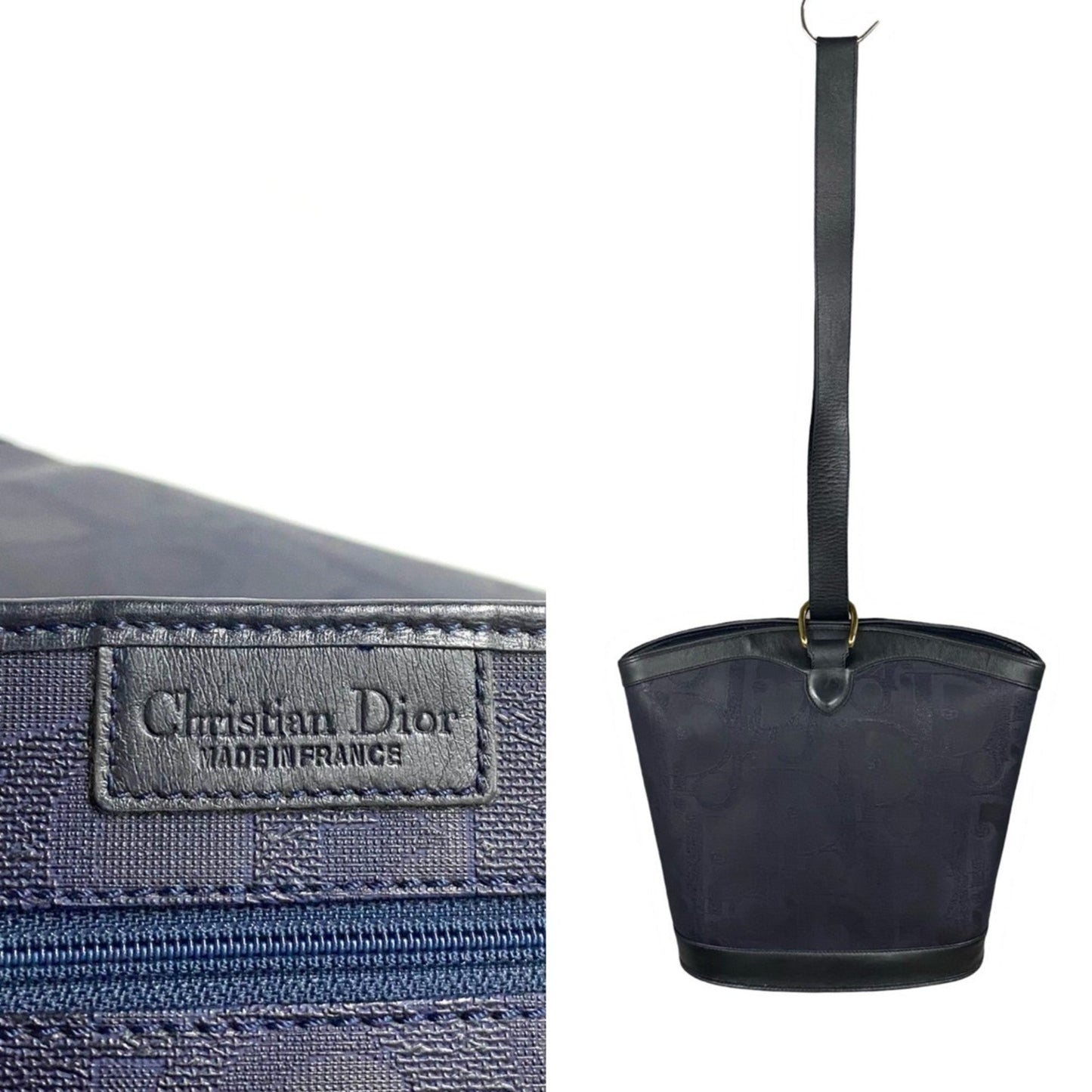 Christian Dior Navy Leather Pvc Shoulder Bag Tote Bag ()