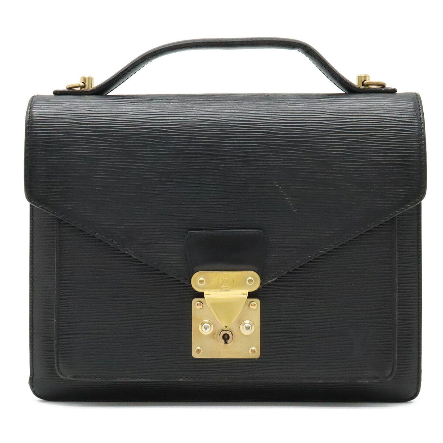 LOUIS VUITTON Epi Monceau Second Bag Handbag Noir Black Missing Key M52122
