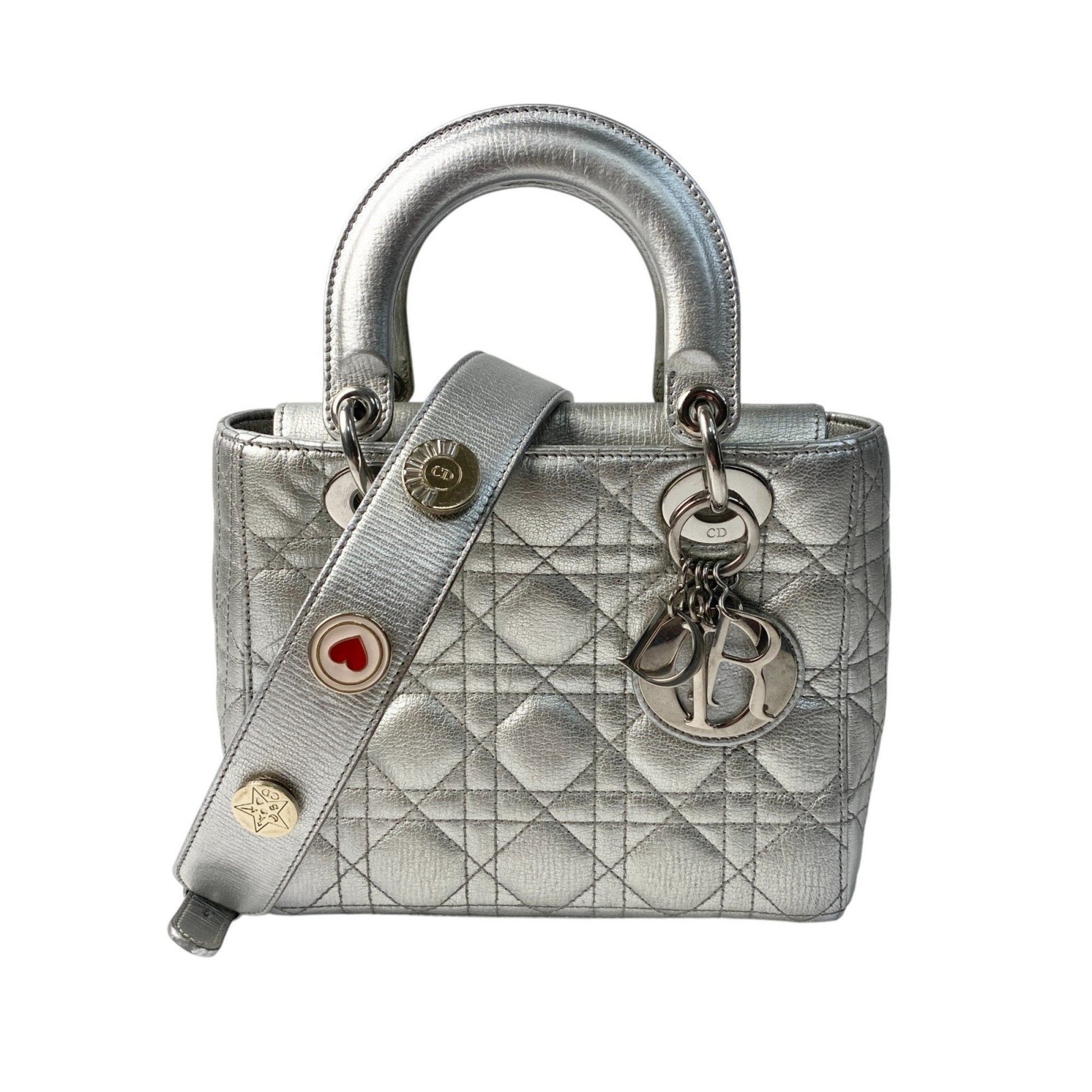 Christian Dior Silver Leather Handbag Shoulder Bag ()