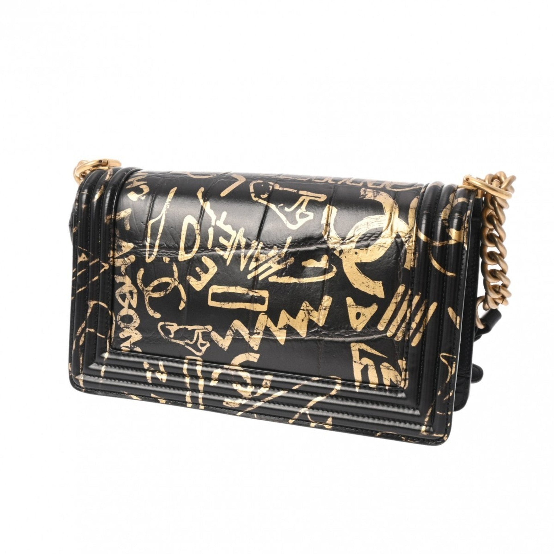 CHANEL Boy Chanel Chain Shoulder Black Women's Leather Bag