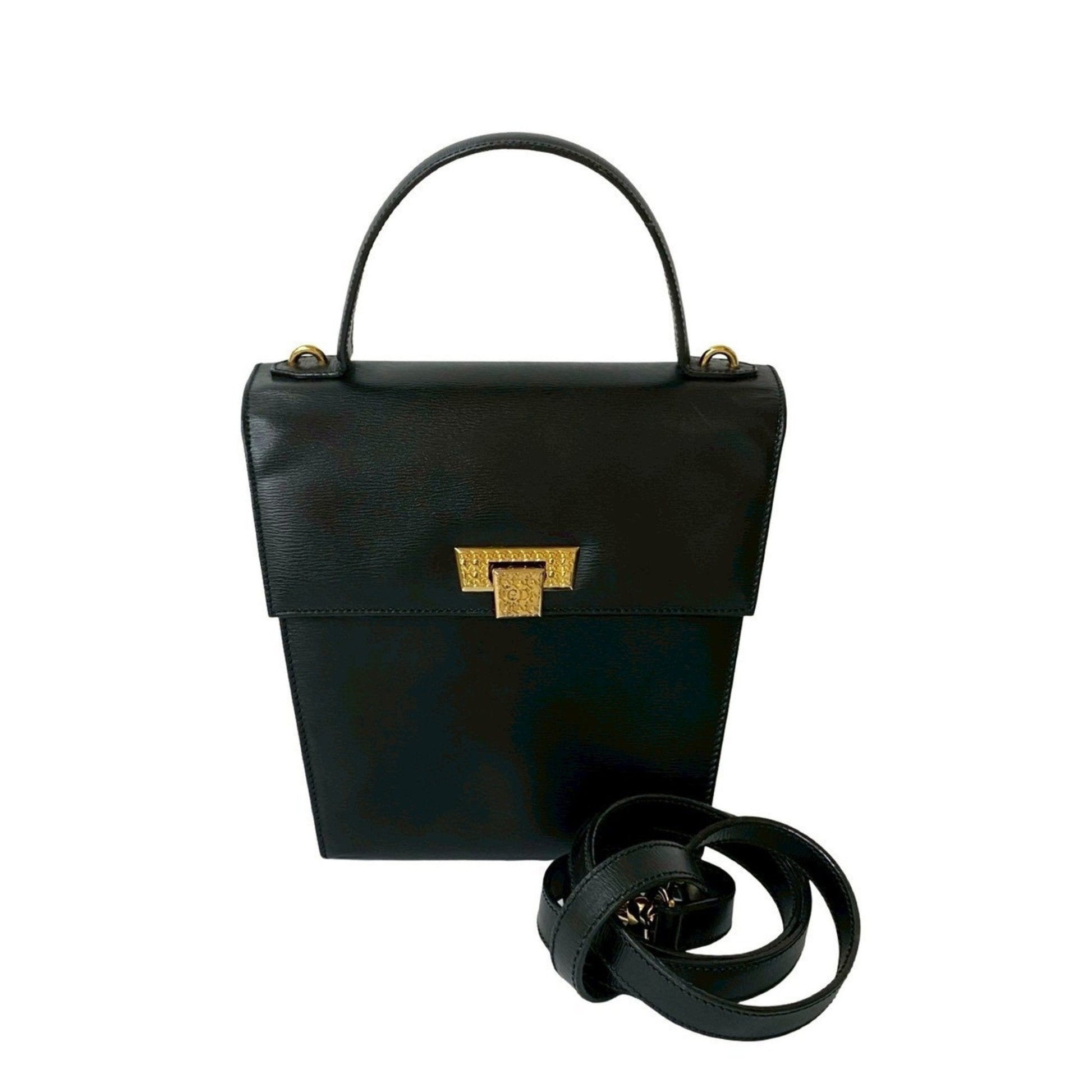 Christian Dior Black Leather Handbag Shoulder Bag ()