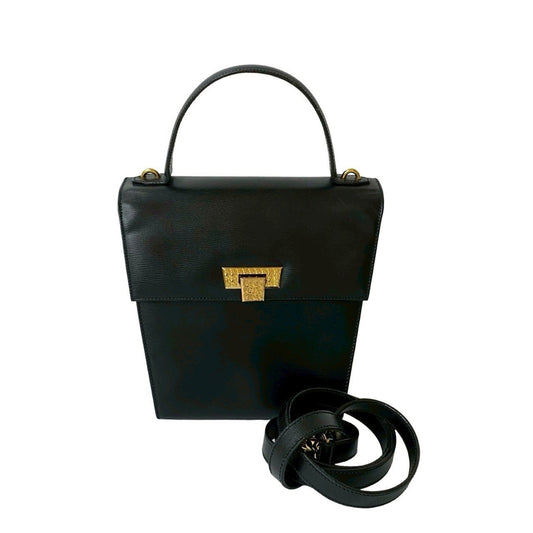 Christian Dior Black Leather Handbag Shoulder Bag ()