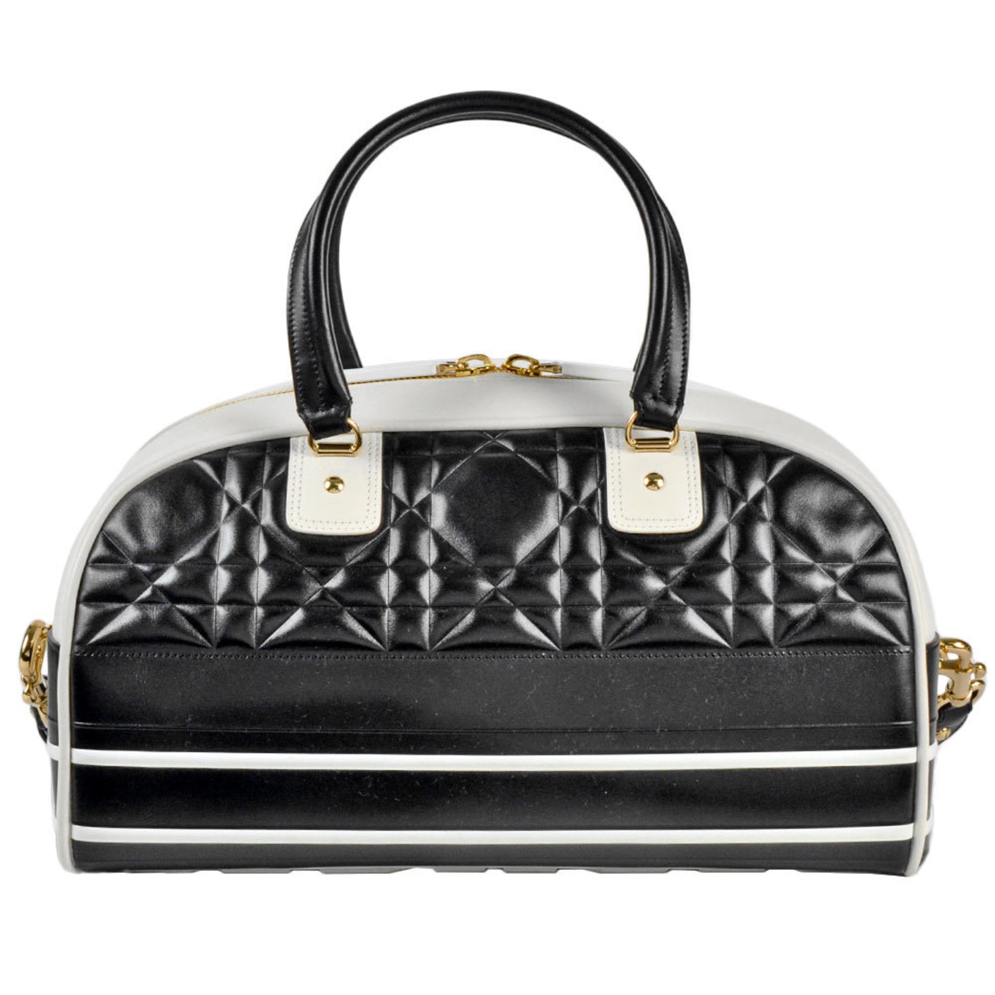 Christian Dior Black White Leather Handbag ()