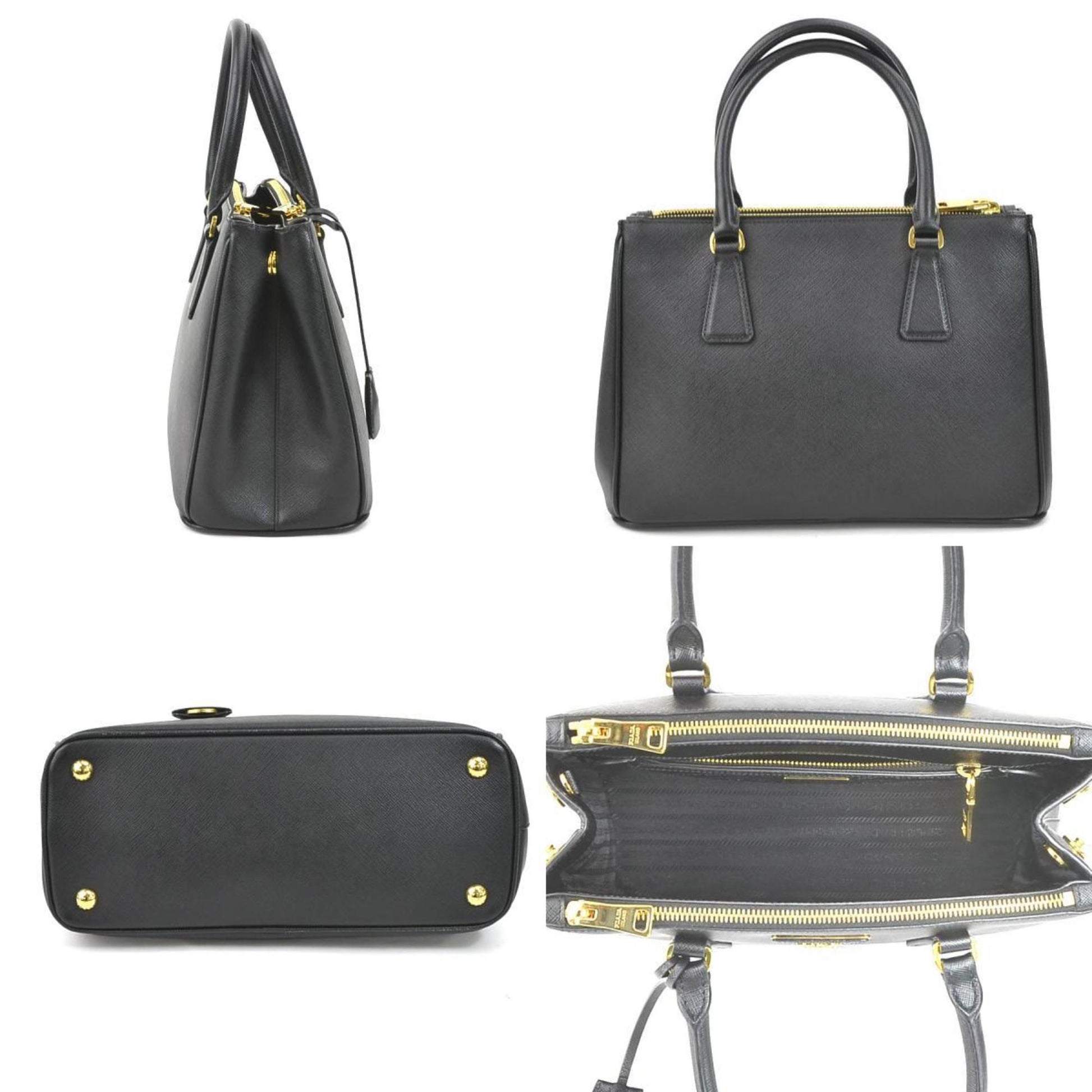 Prada handBag shoulder Bag SAFFIANO LUX calf black ladies