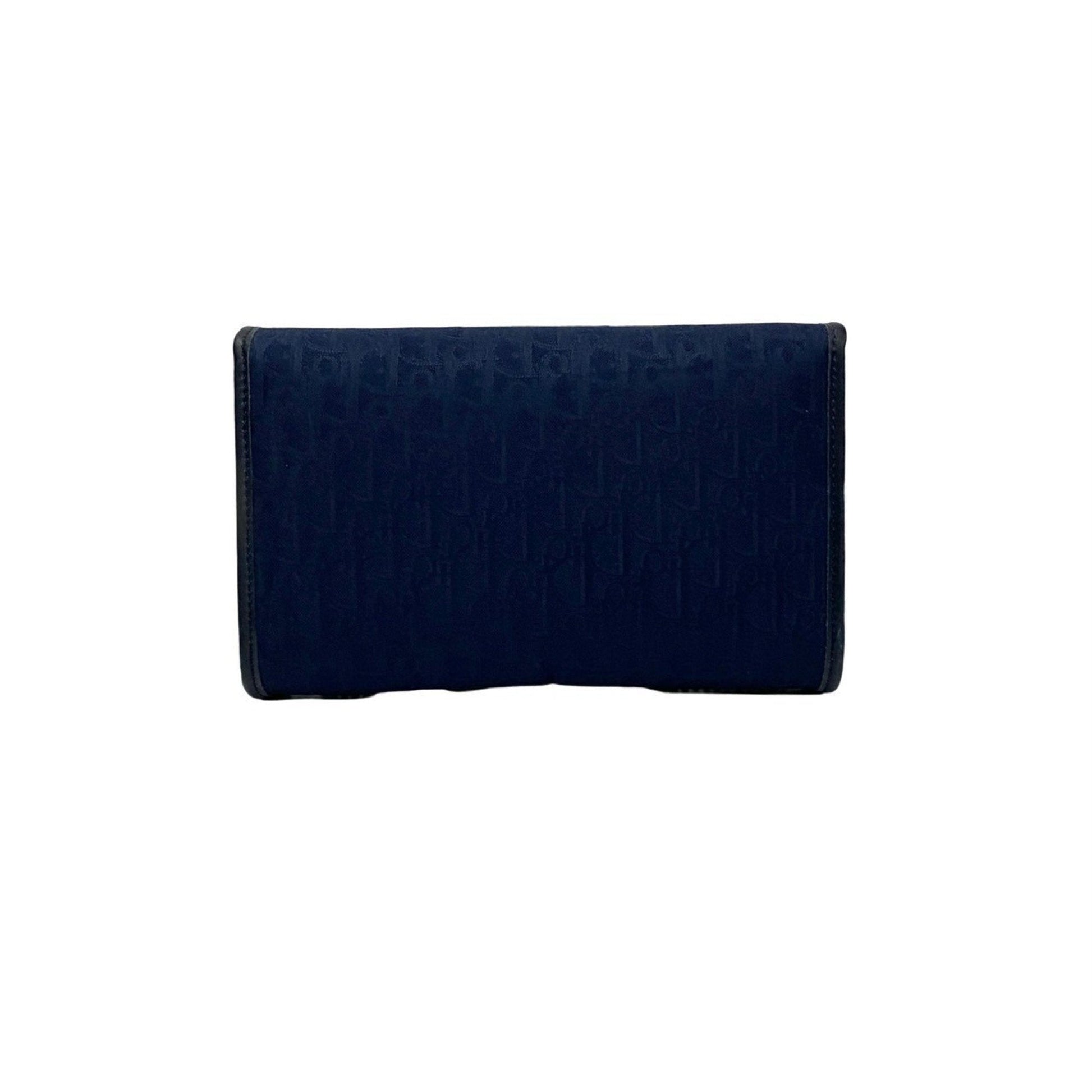 Christian Dior Navy Leather Canvas Shoulder Bag ()