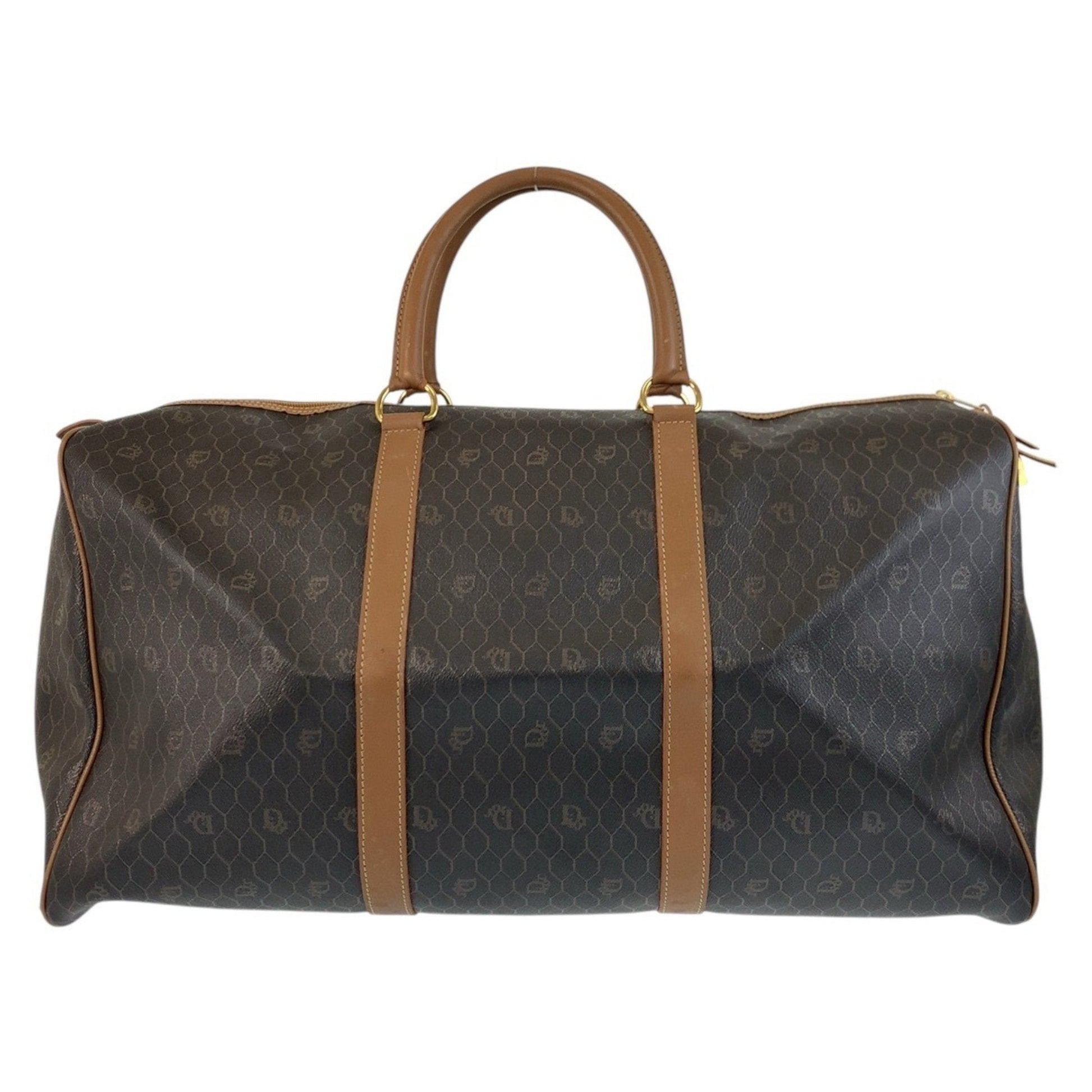 Christian Dior Brown Pvc Leather Boston Bag Handbag ()