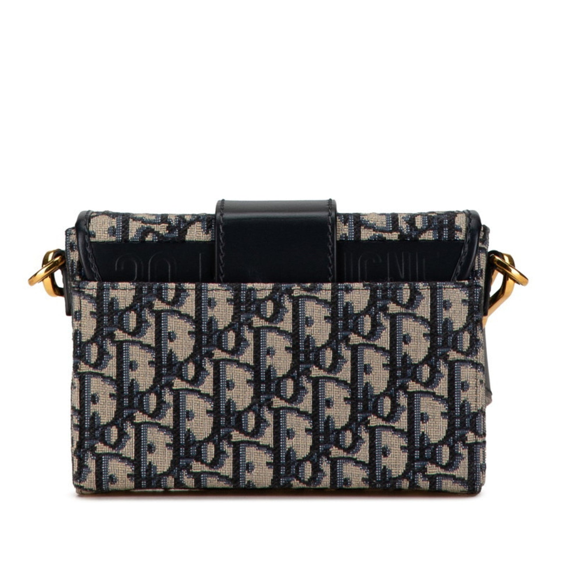 Christian Dior Beige Navy Jacquard Leather Shoulder Bag ()