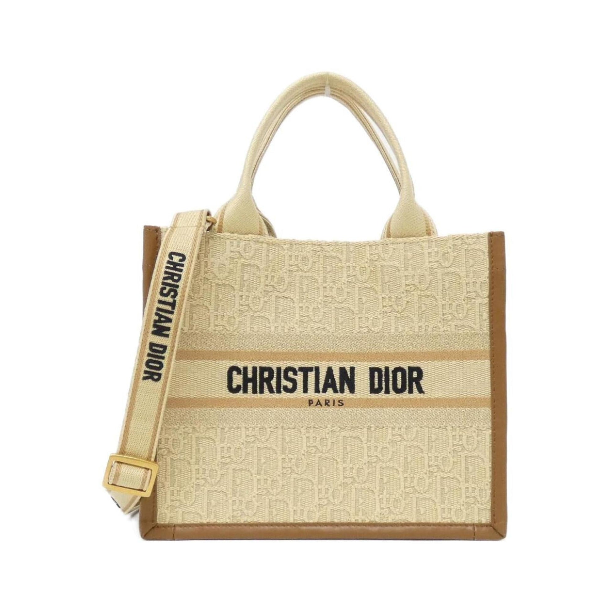 Christian Dior Beige Brown Camel Raffia Leather Handbag ()