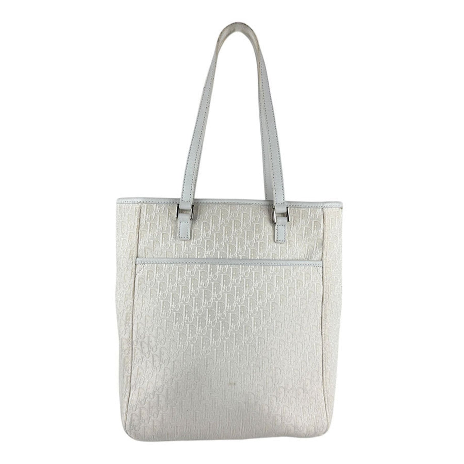Christian Dior Ivory Canvas Leather Handbag ()