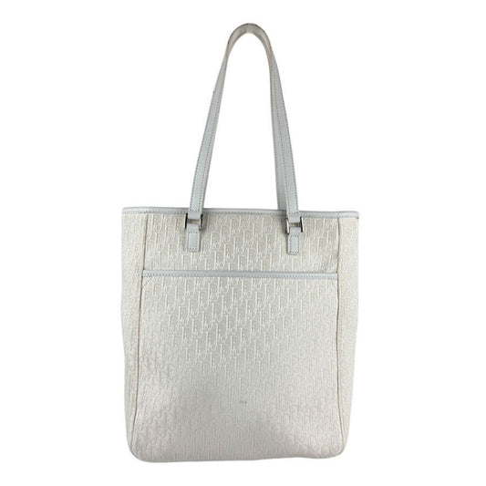 Christian Dior Ivory Canvas Leather Handbag ()