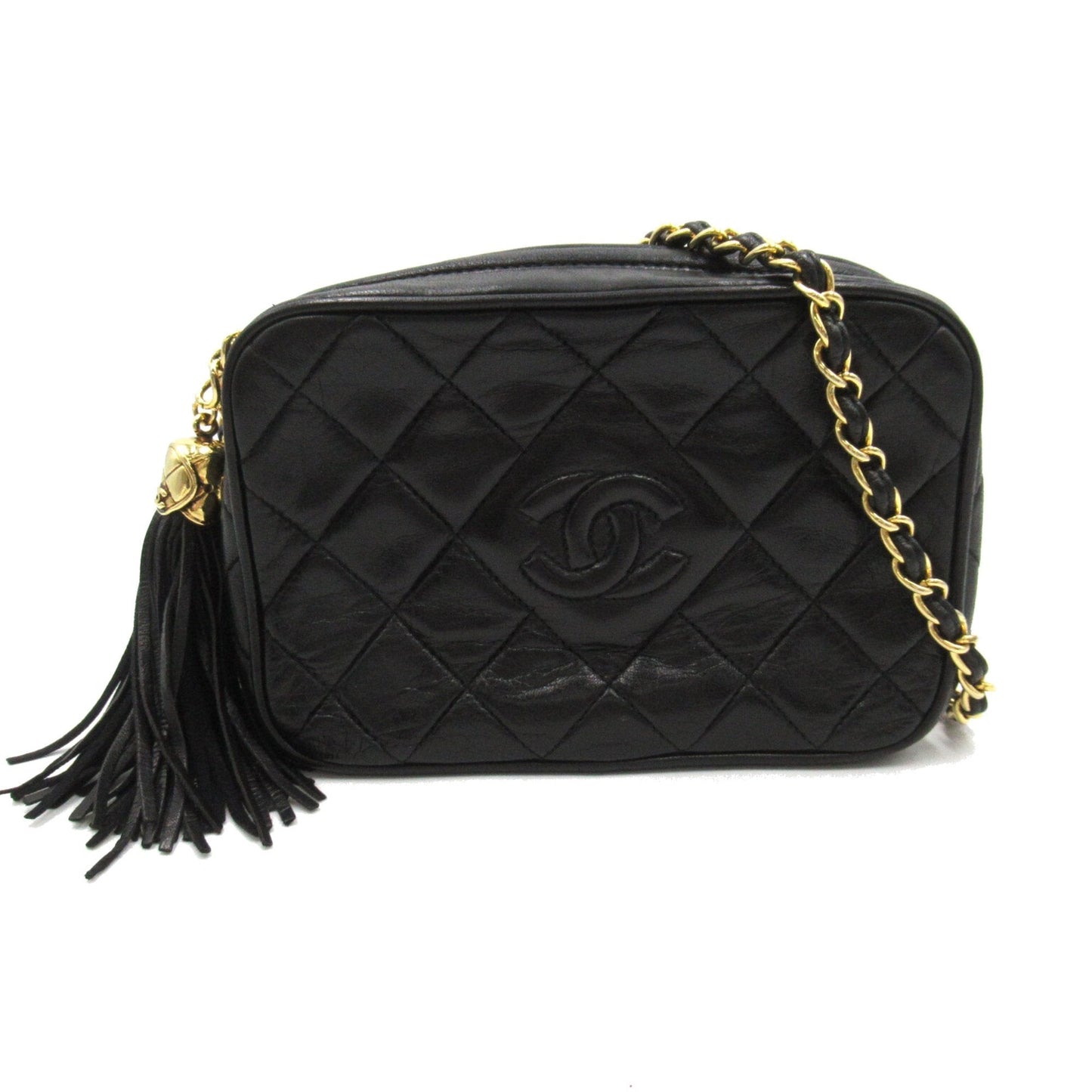 CHANEL ChainShoulder with tassels Black Lambskin (sheep leather)