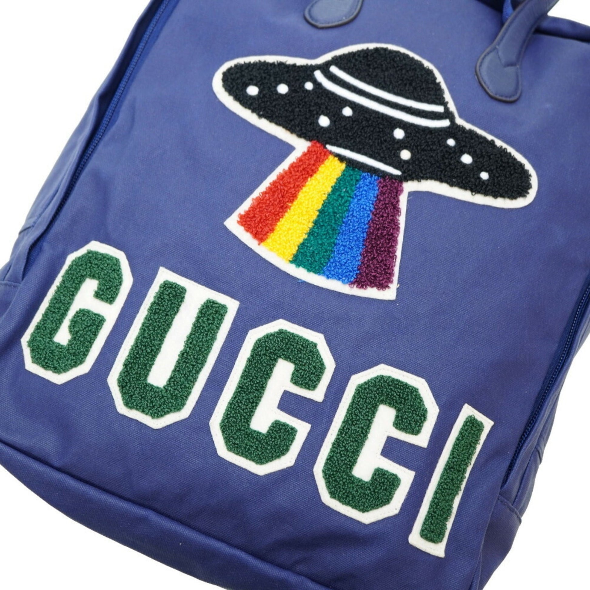Gucci Lou Leather Canvas Backpack