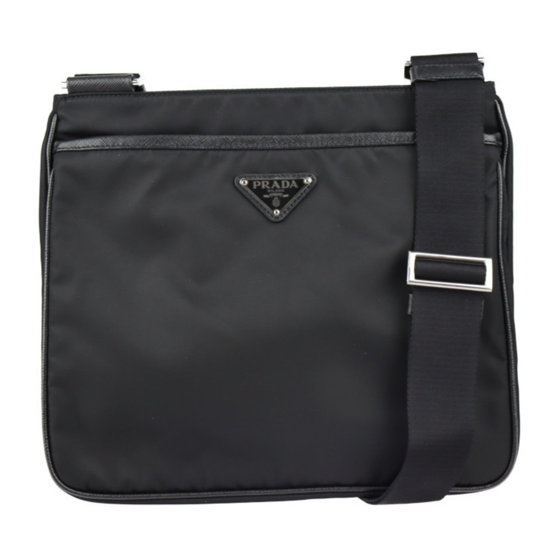 Prada shoulder Bag nylon black silver metal fittings