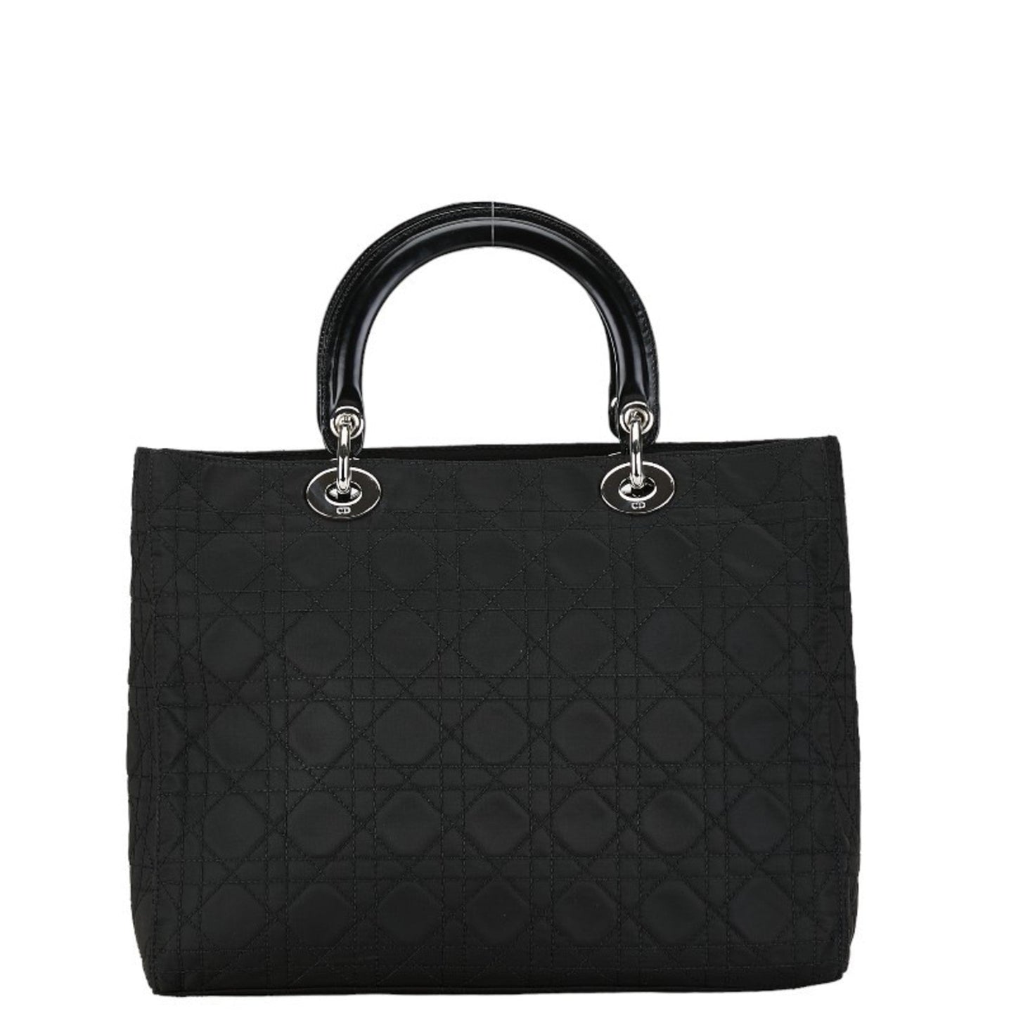 Christian Dior Black Cotton Leather Handbag Pochette Pouch Shoulder Bag ()