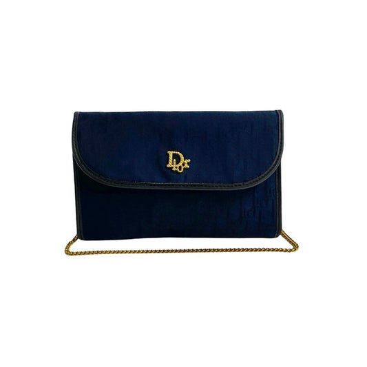 Christian Dior Navy Canvas Leather Pochette Shoulder Bag ()