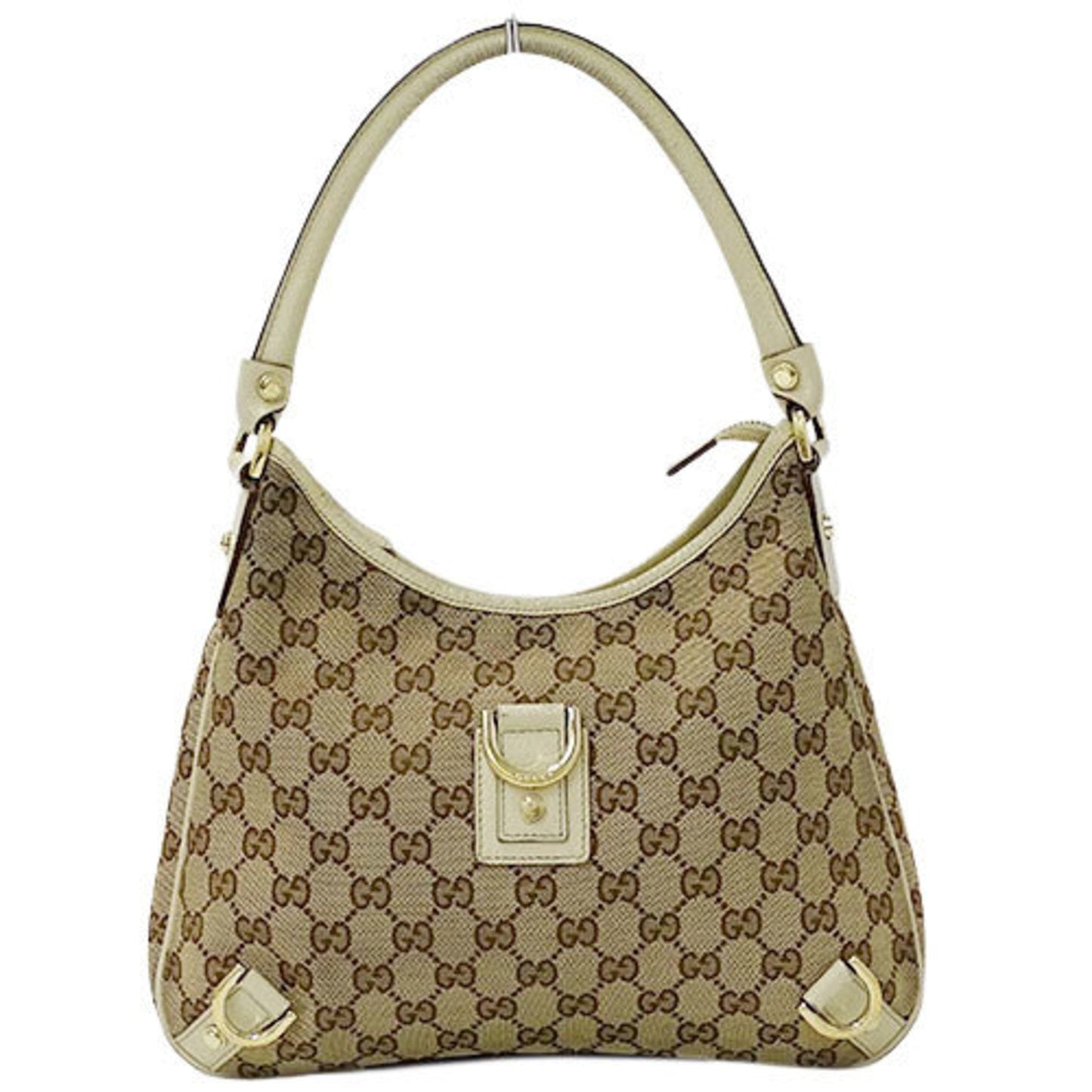 Gucci Abbey Brown Leather Canvas Shoulder Bag Style 2