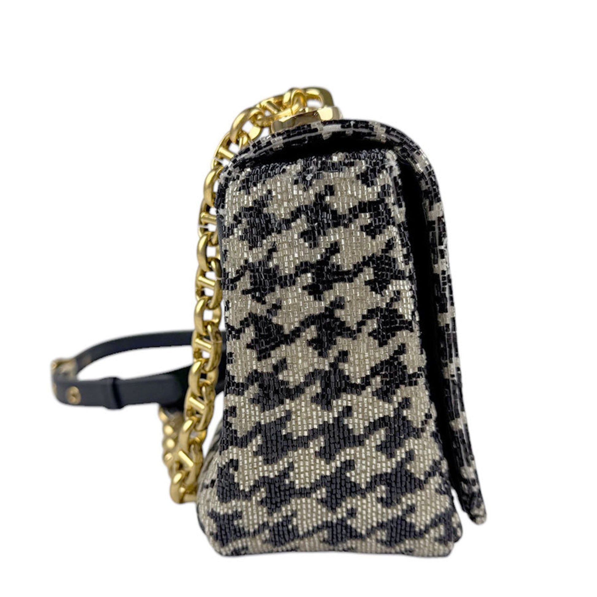 Christian Dior Beige Black Beads Shoulder Bag ()