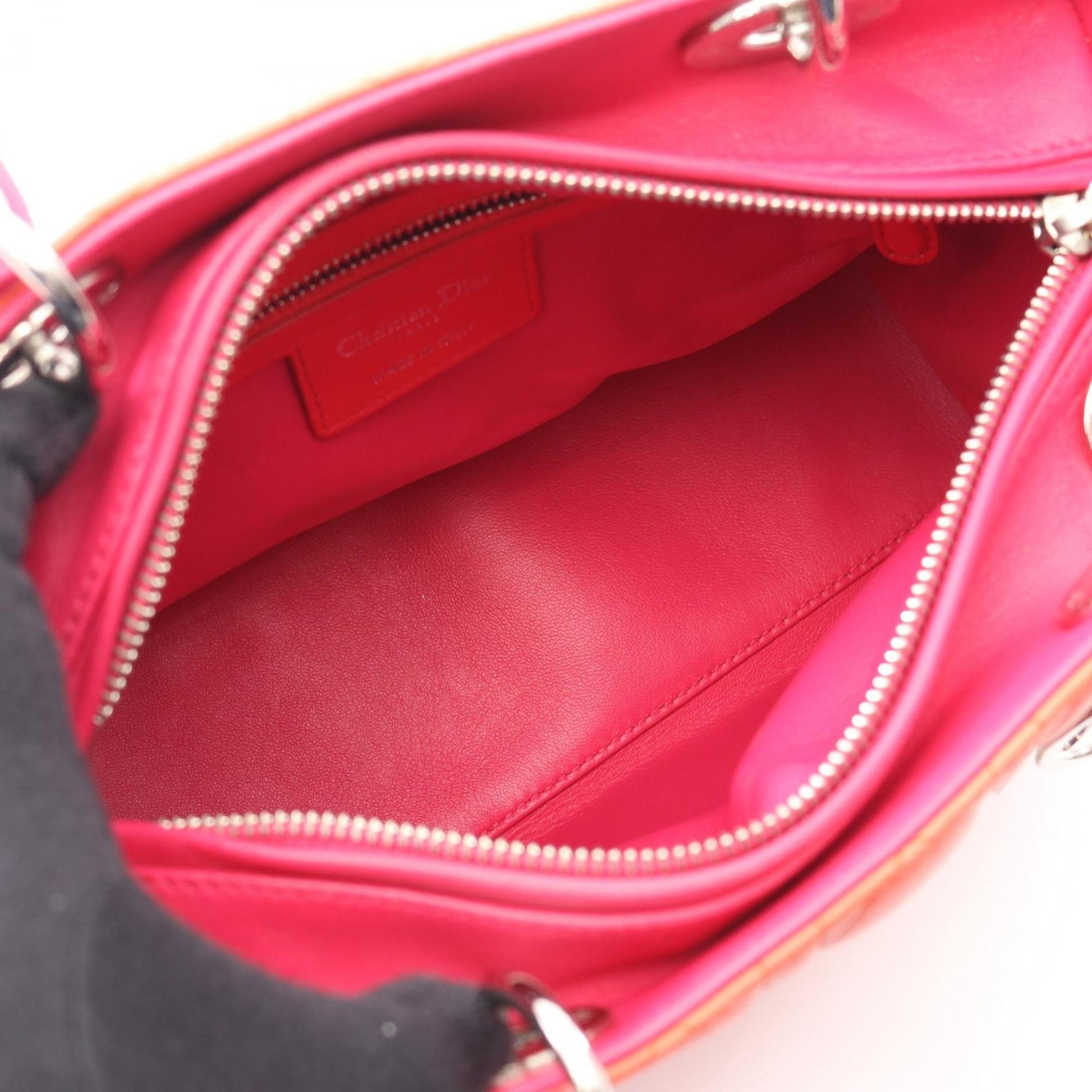Christian Dior Orange Pink Leather Handbag ()