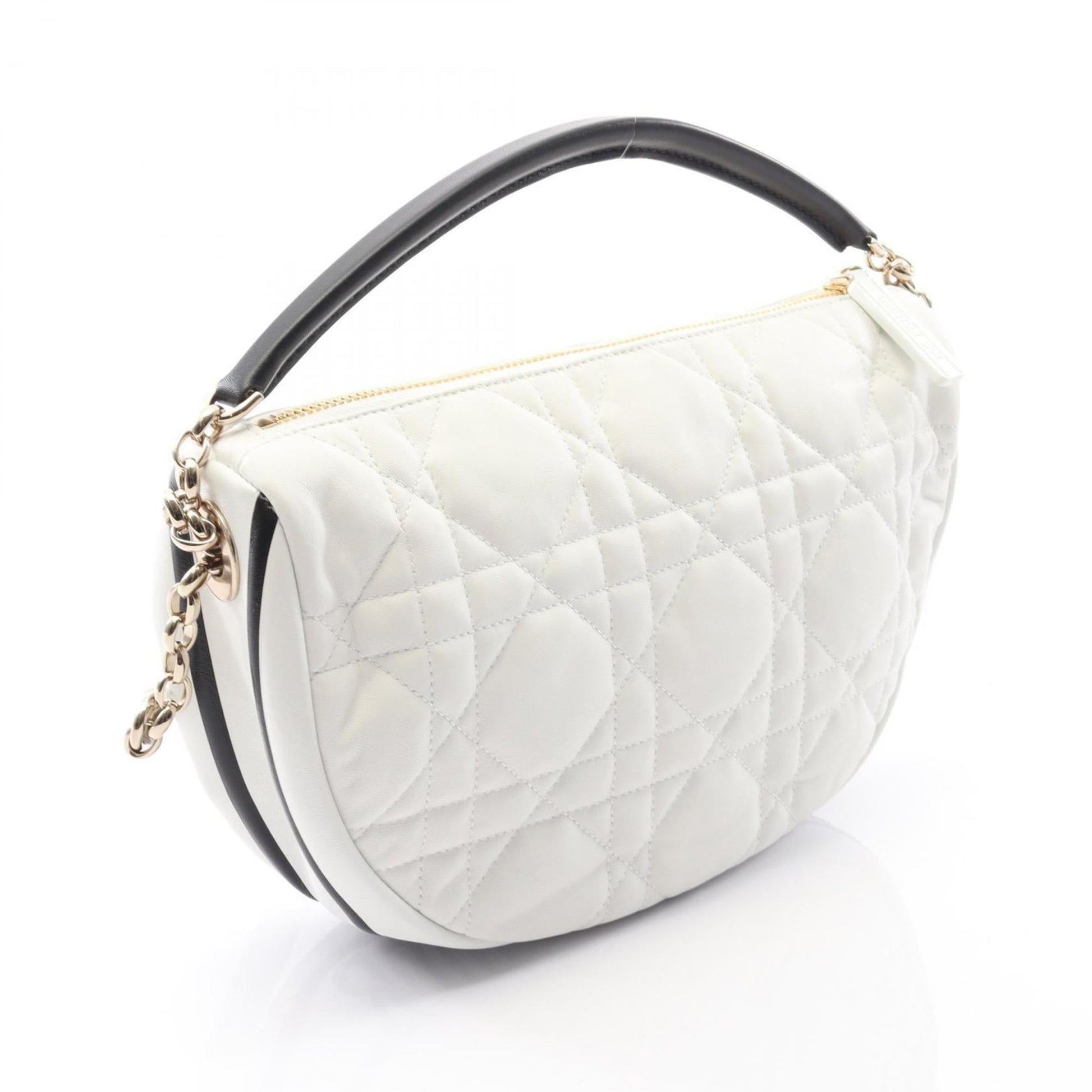 Christian Dior Black White Leather Handbag ()