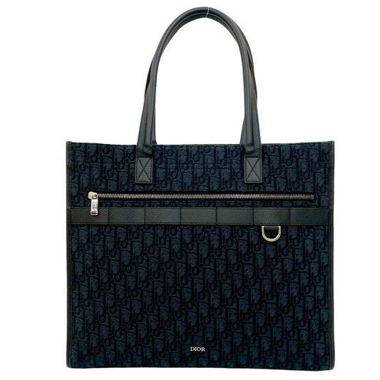 Christian Dior Black Canvas Leather Tote Bag ()
