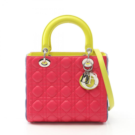 Christian Dior Blue Pink Yellow Leather Handbag ()