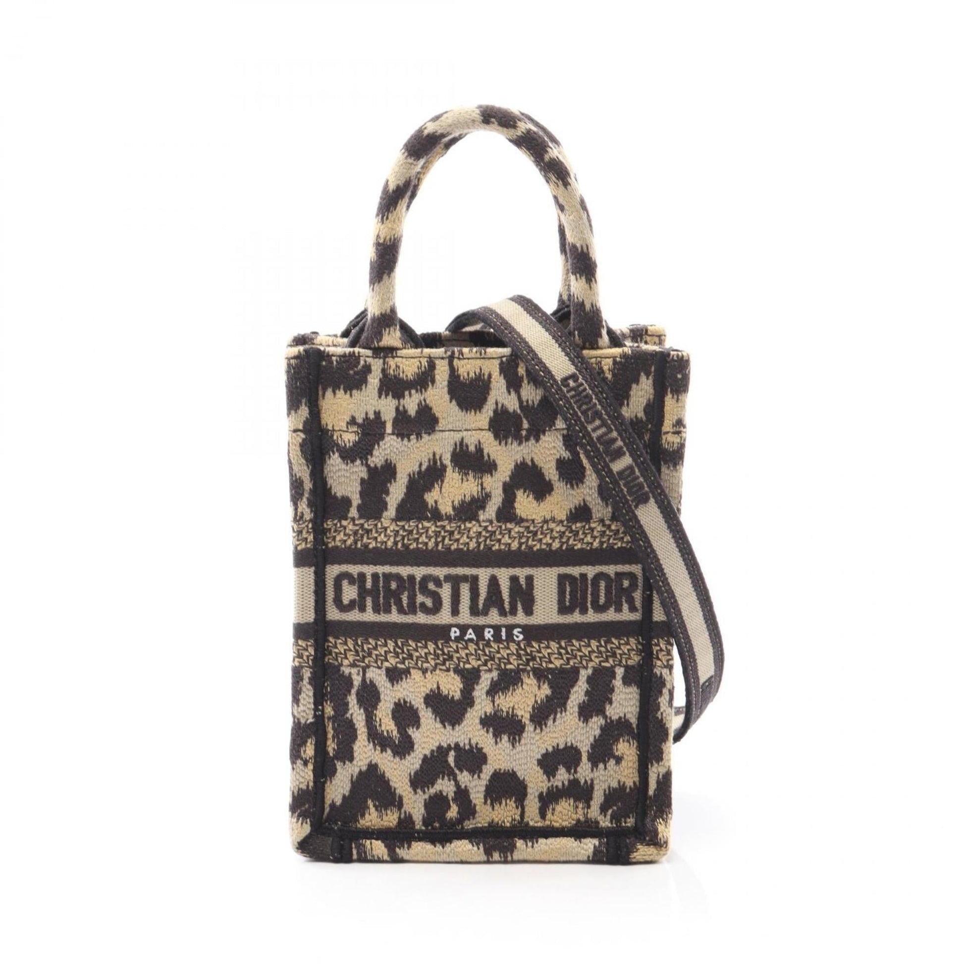 Christian Dior Beige Black Canvas Handbag Tote Bag ()