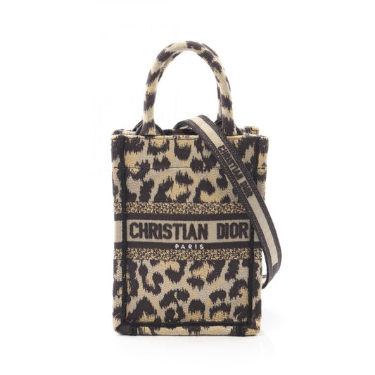 Christian Dior Beige Black Canvas Handbag Tote Bag ()