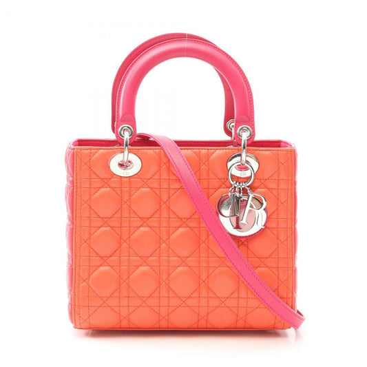 Christian Dior Orange Pink Leather Handbag ()