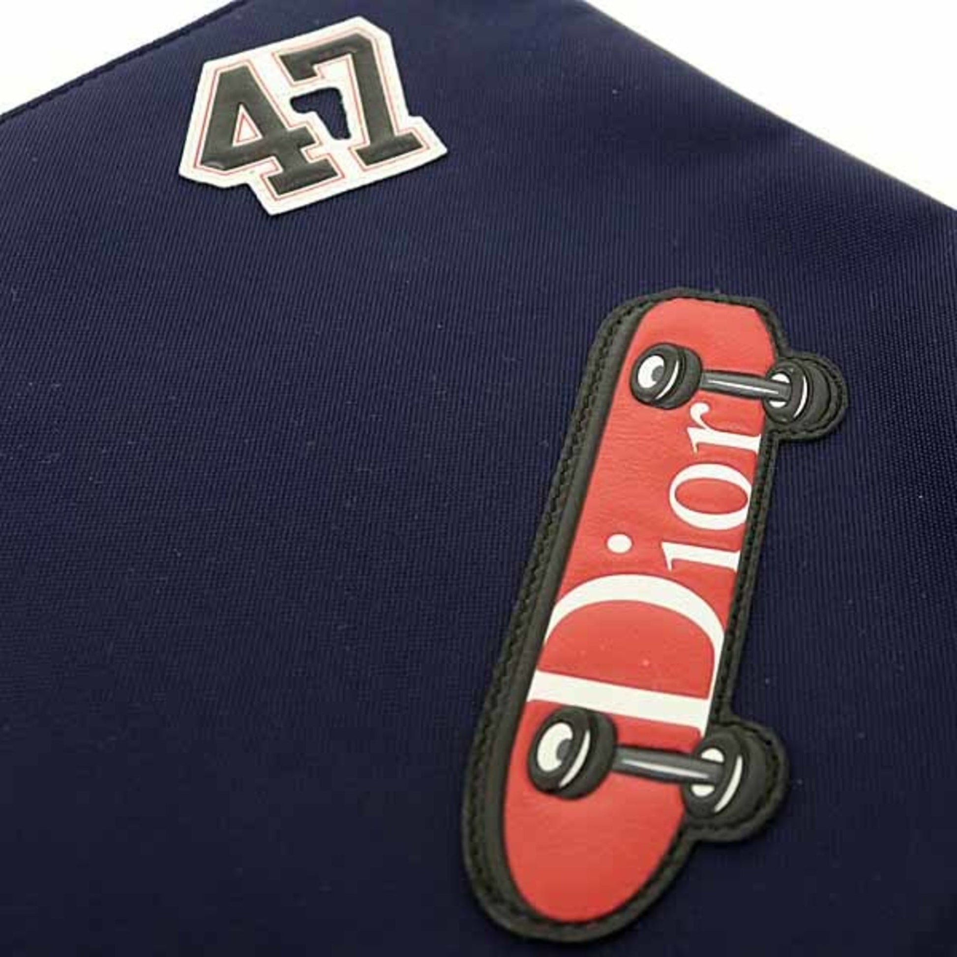 Christian Dior Navy Red Color Nylon Pouch ()