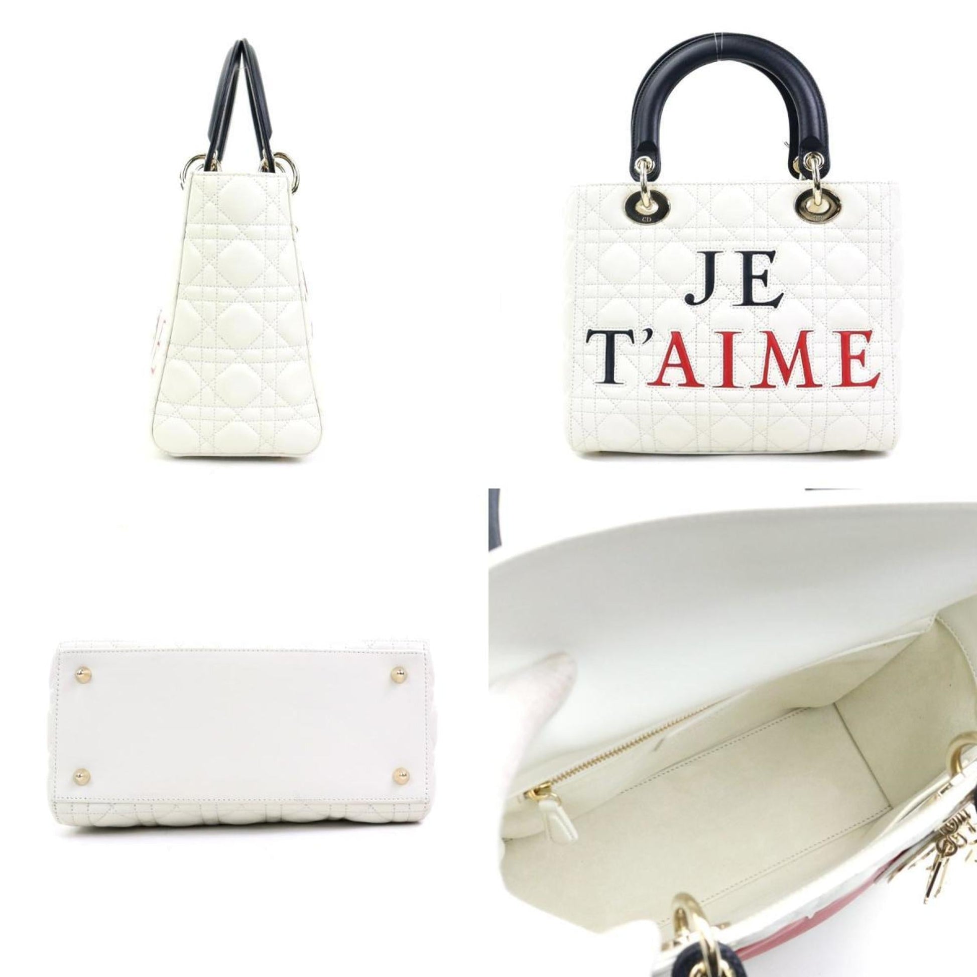 Christian Dior Black Red Color White Leather Handbag Shoulder Bag ()