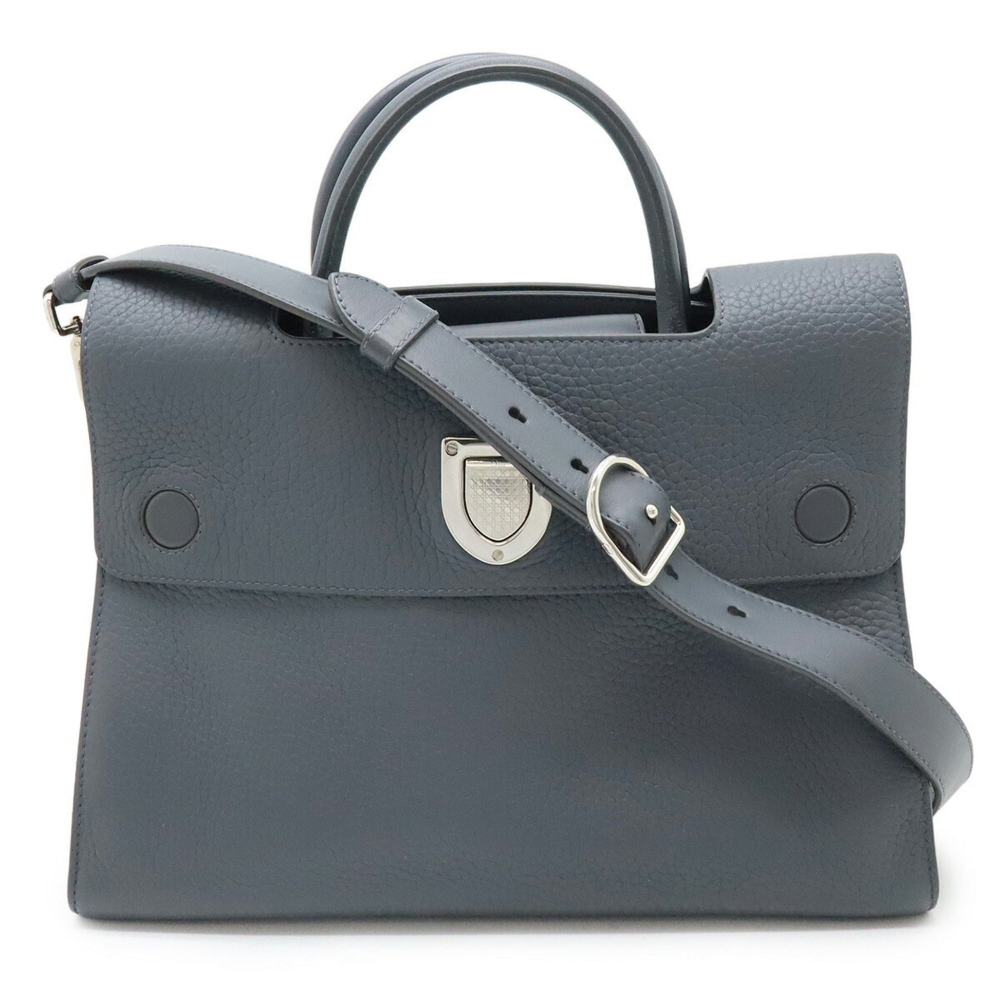 Christian Dior Gray Leather Handbag Shoulder Bag Tote Bag ()