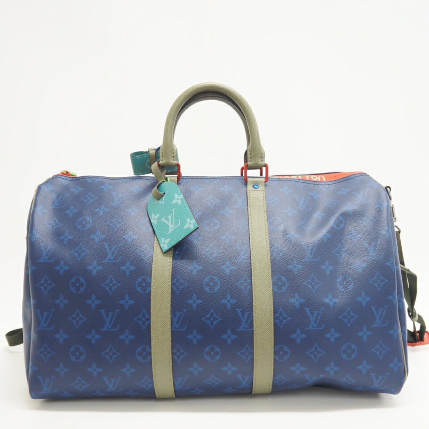 LOUIS VUITTON M43855 Keepall Bandouliere 45 Monogram Pacific Boston Bag Blue Unisex