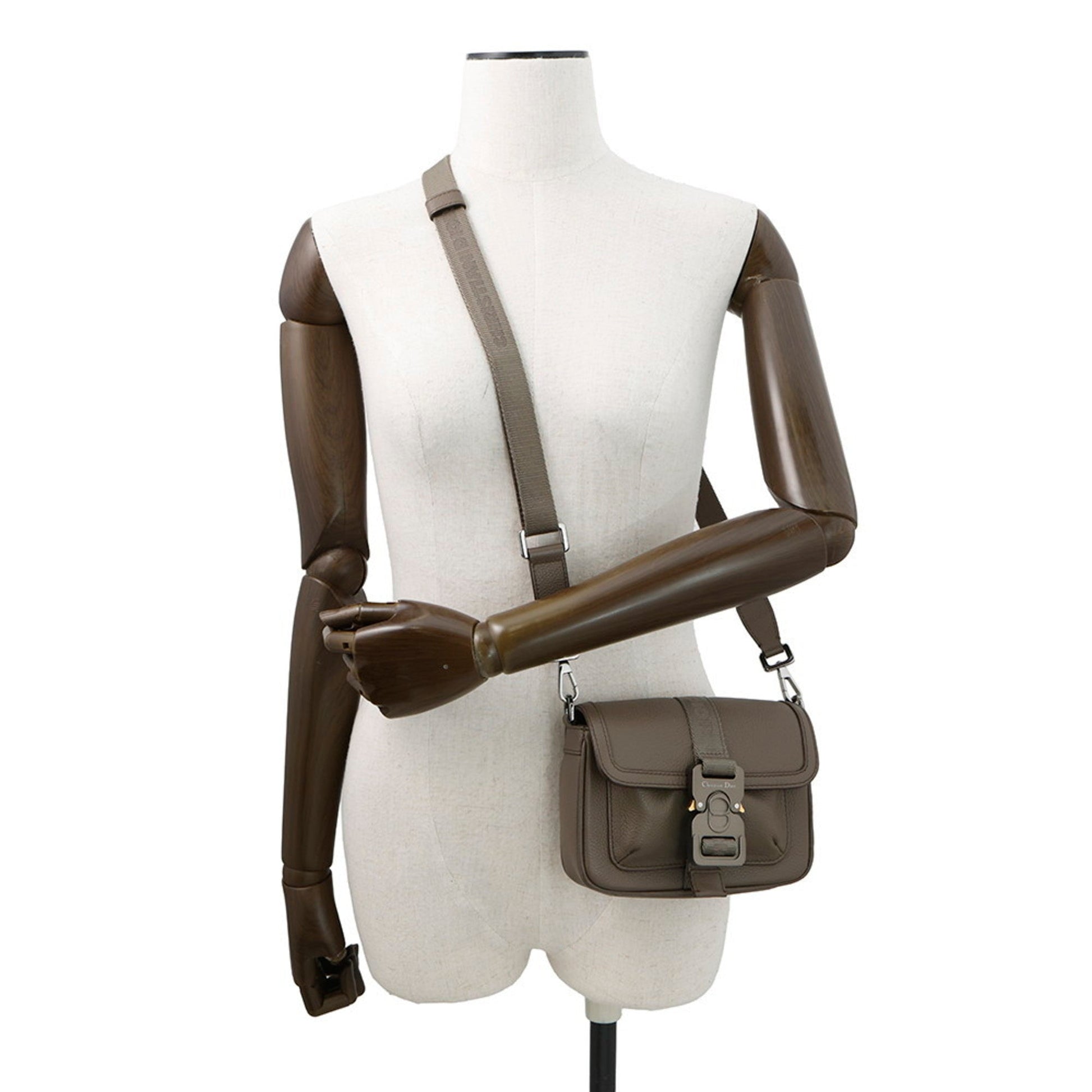 Christian Dior Olive Leather Shoulder Bag ()