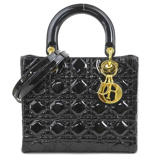 Christian Dior Black Patent Leather Handbag Shoulder Bag ()