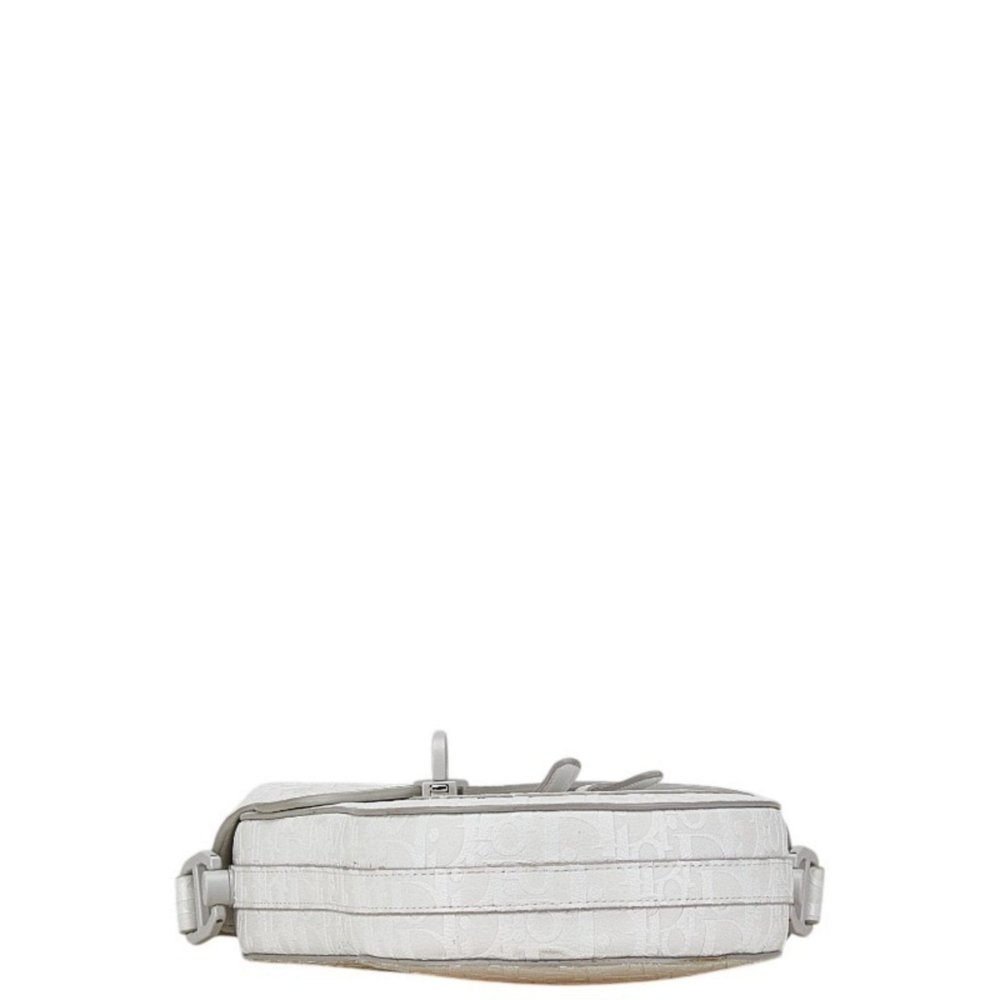 Christian Dior White Leather Saddle Bag Shoulder Bag ()