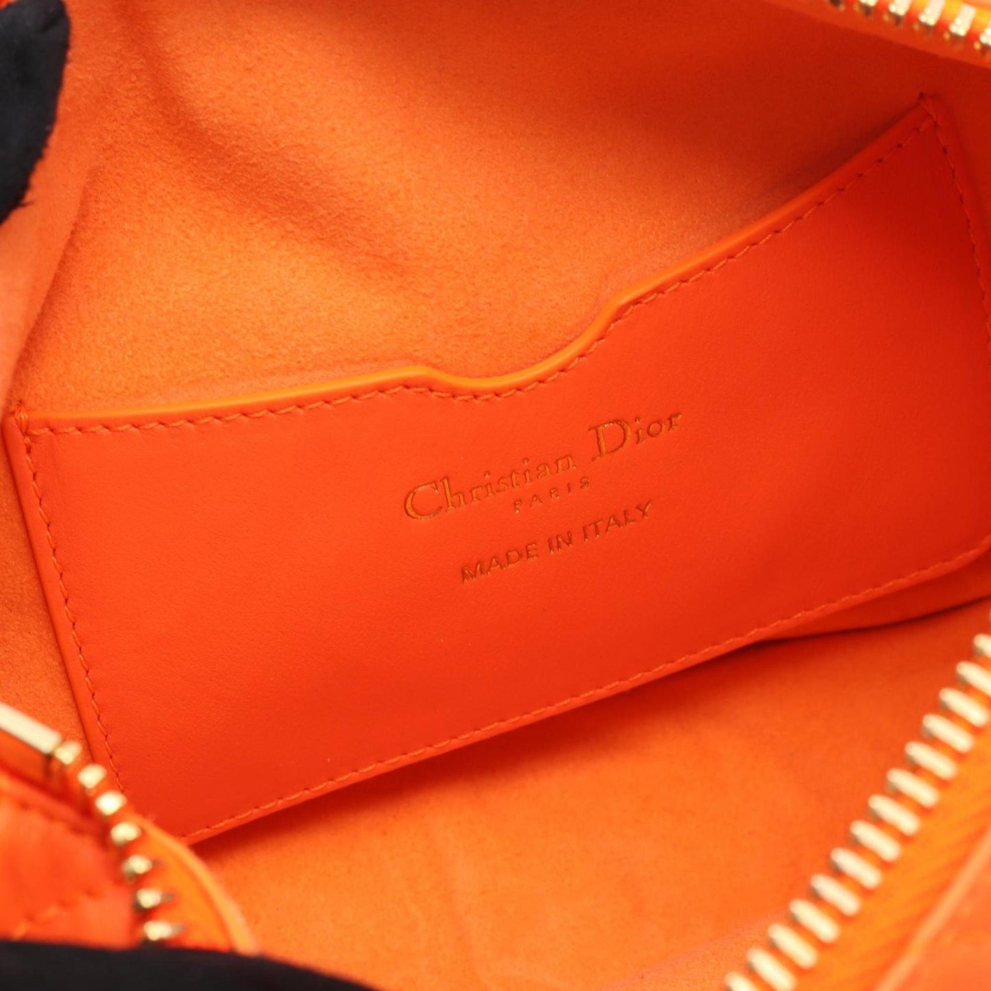 Christian Dior Orange White Leather Shoulder Bag ()