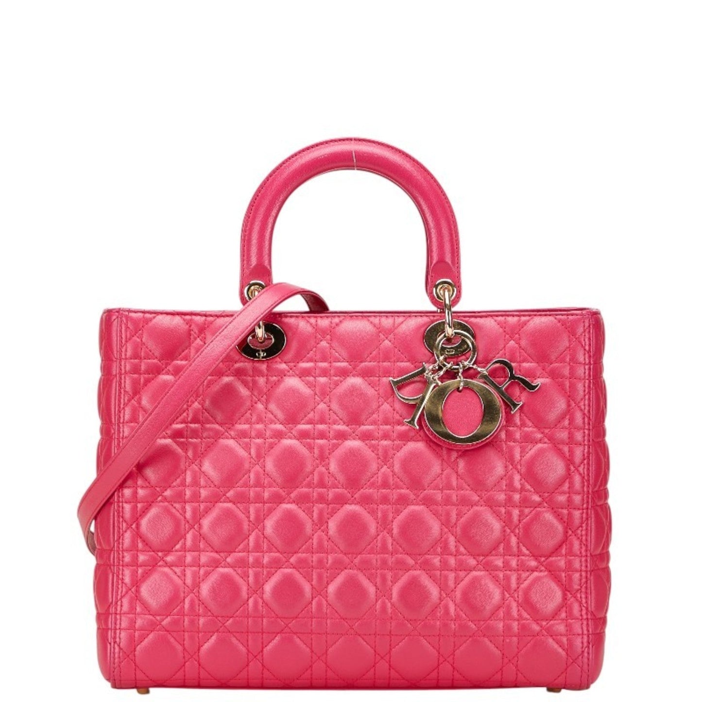 Christian Dior Lady Dior Pink Leather Handbag Shoulder Bag ()