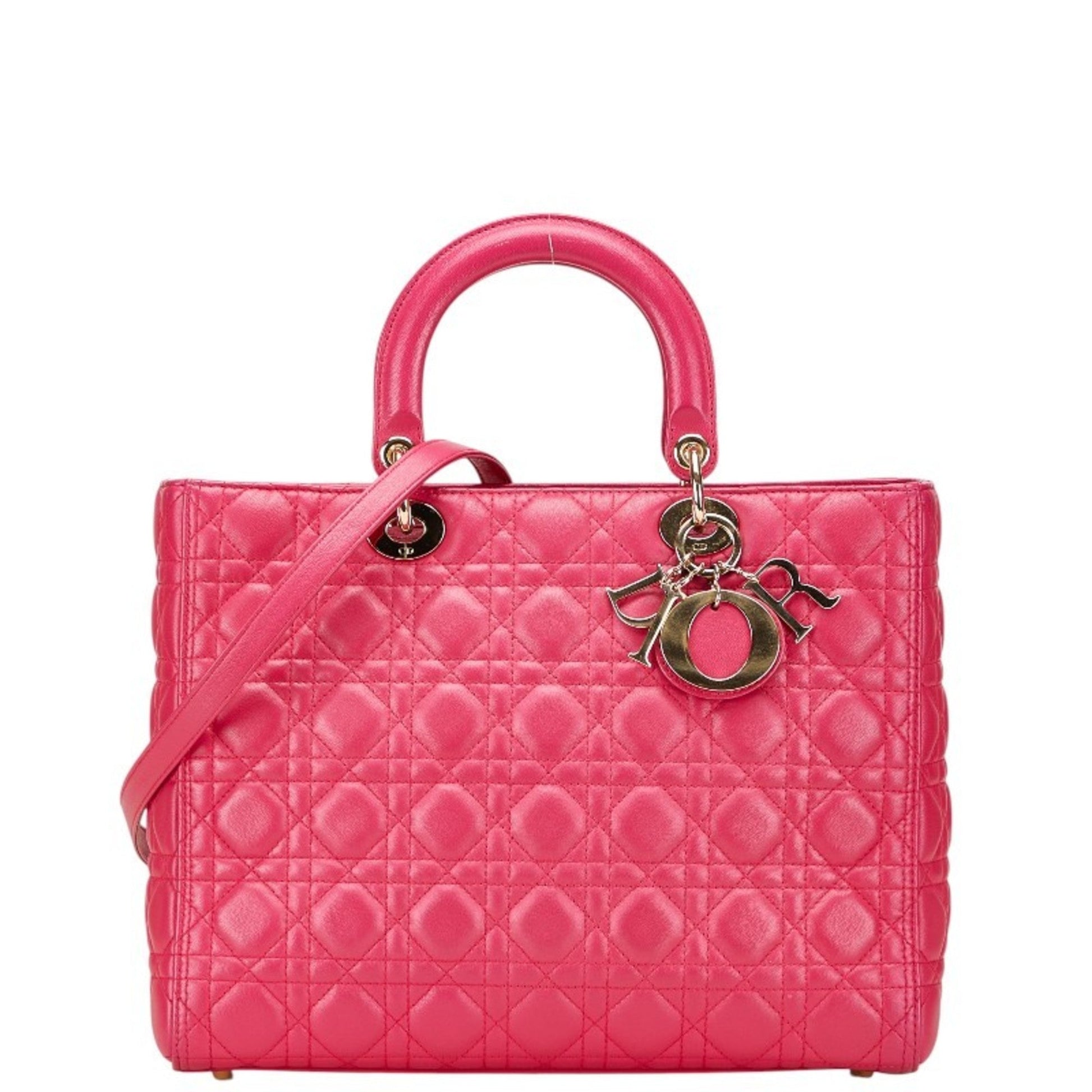 Christian Dior Lady Dior Pink Leather Handbag Shoulder Bag ()