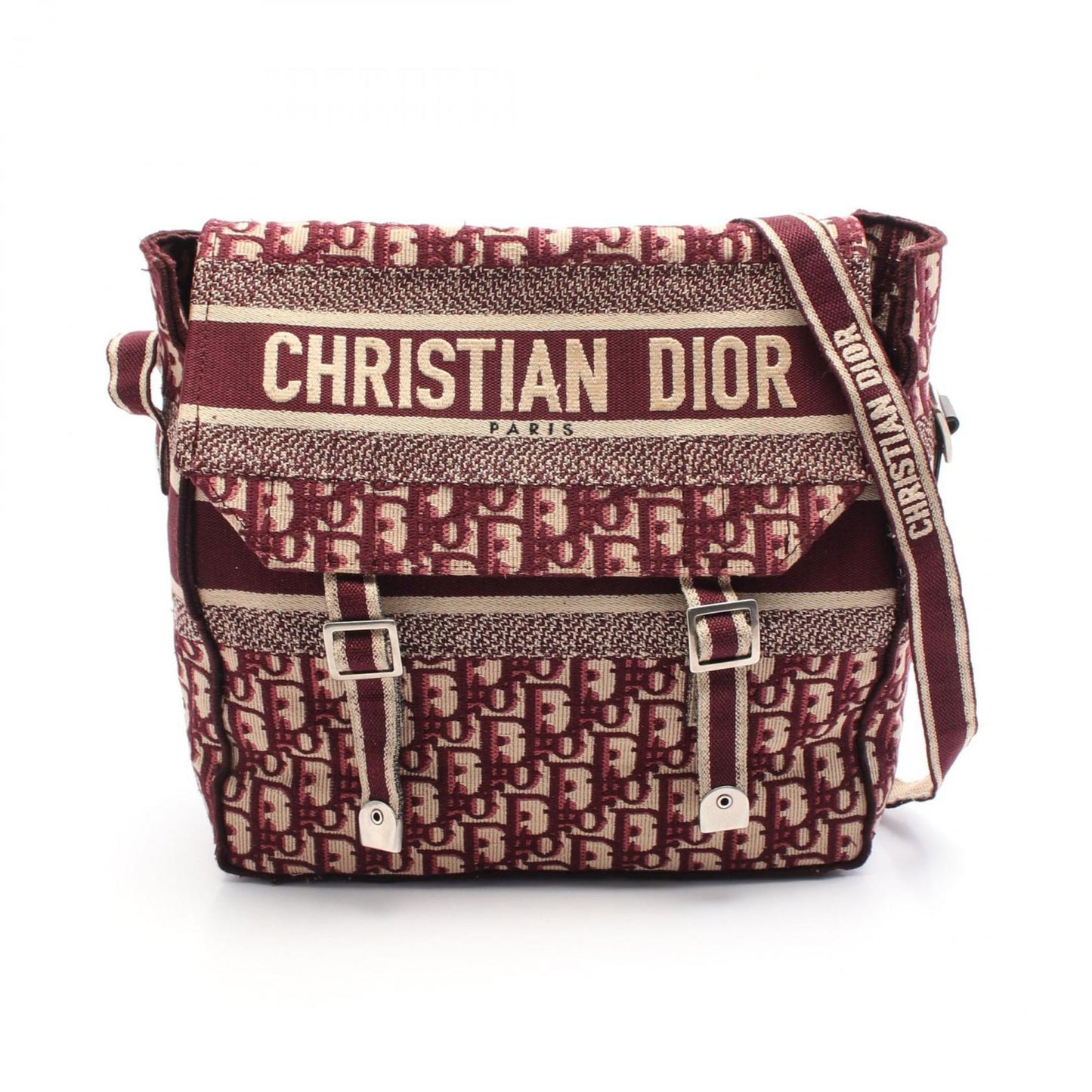 Christian Dior Beige Bordeaux Canvas Shoulder Bag ()