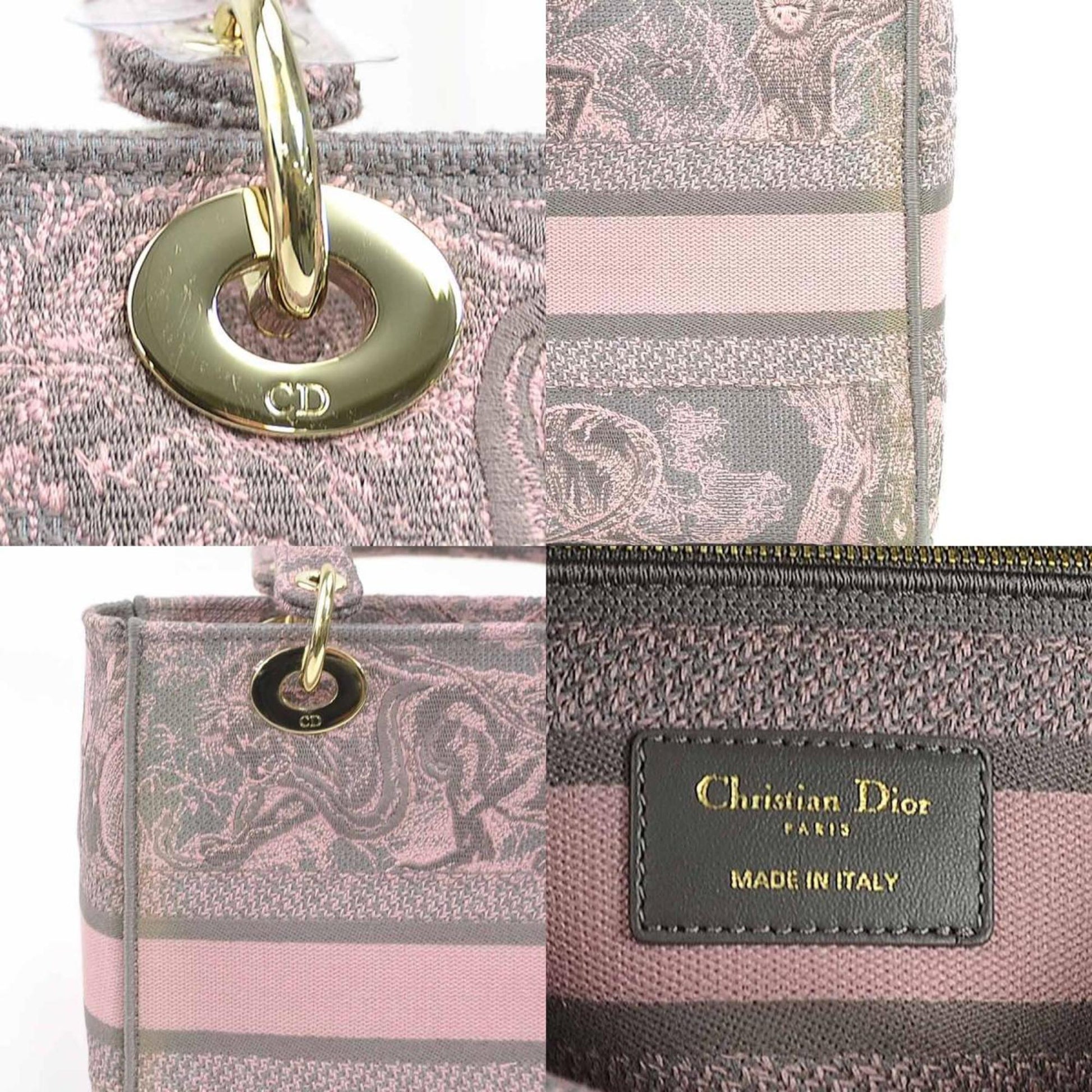 Christian Dior Gray Pink Canvas Handbag Shoulder Bag ()