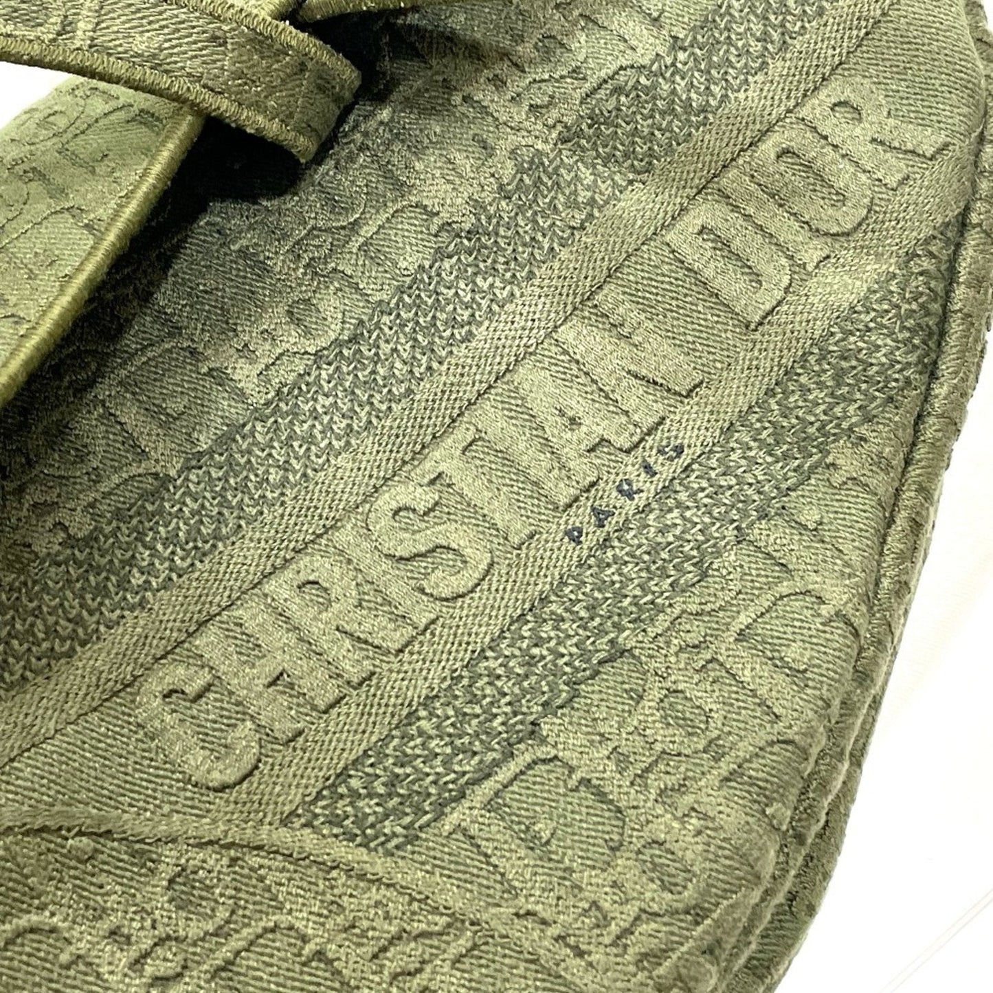 Christian Dior Khaki Canvas Handbag Saddle Bag ()