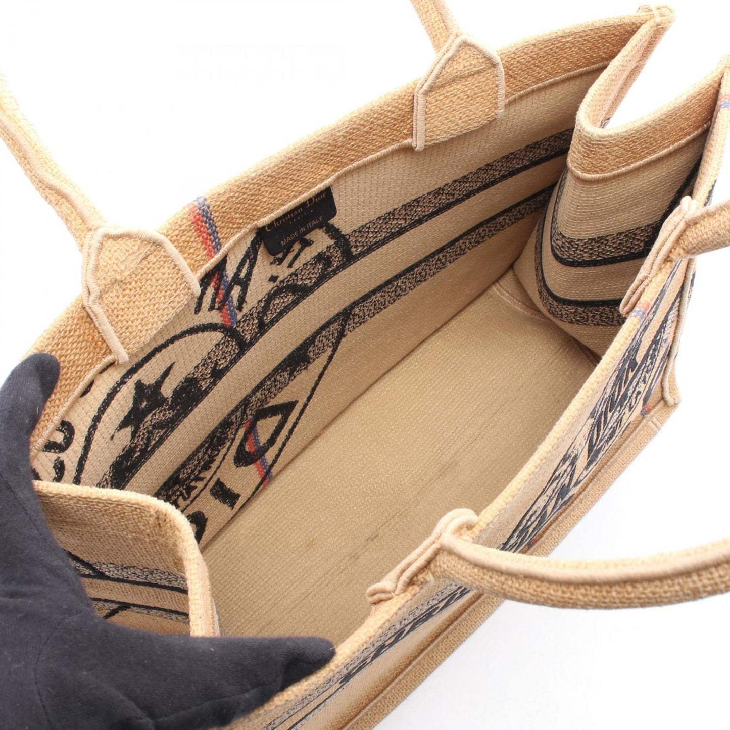 Christian Dior Black Brown Multi-Color Raffia Tote Bag ()