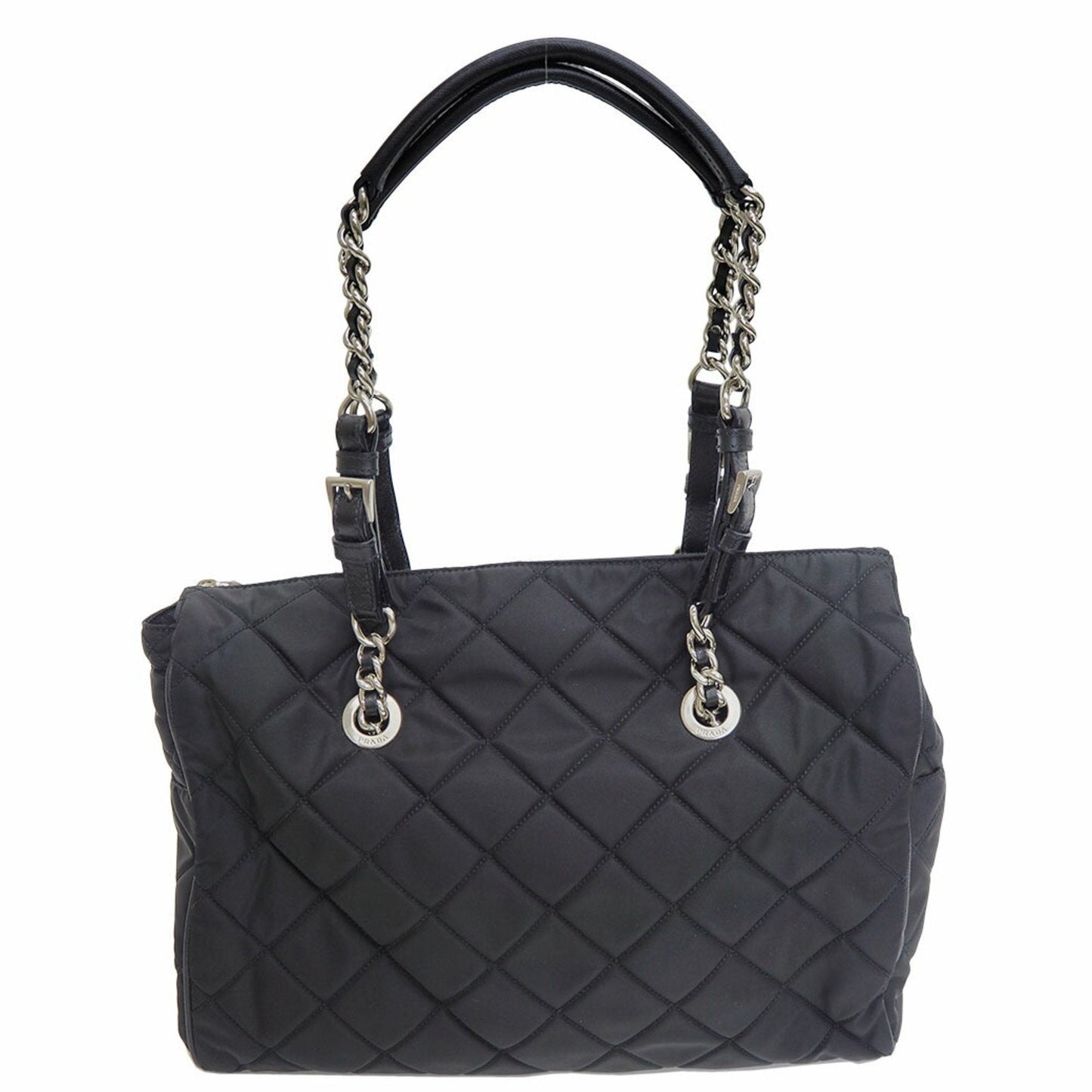 Prada Quilted Chain Shoulder Bag Black Tote