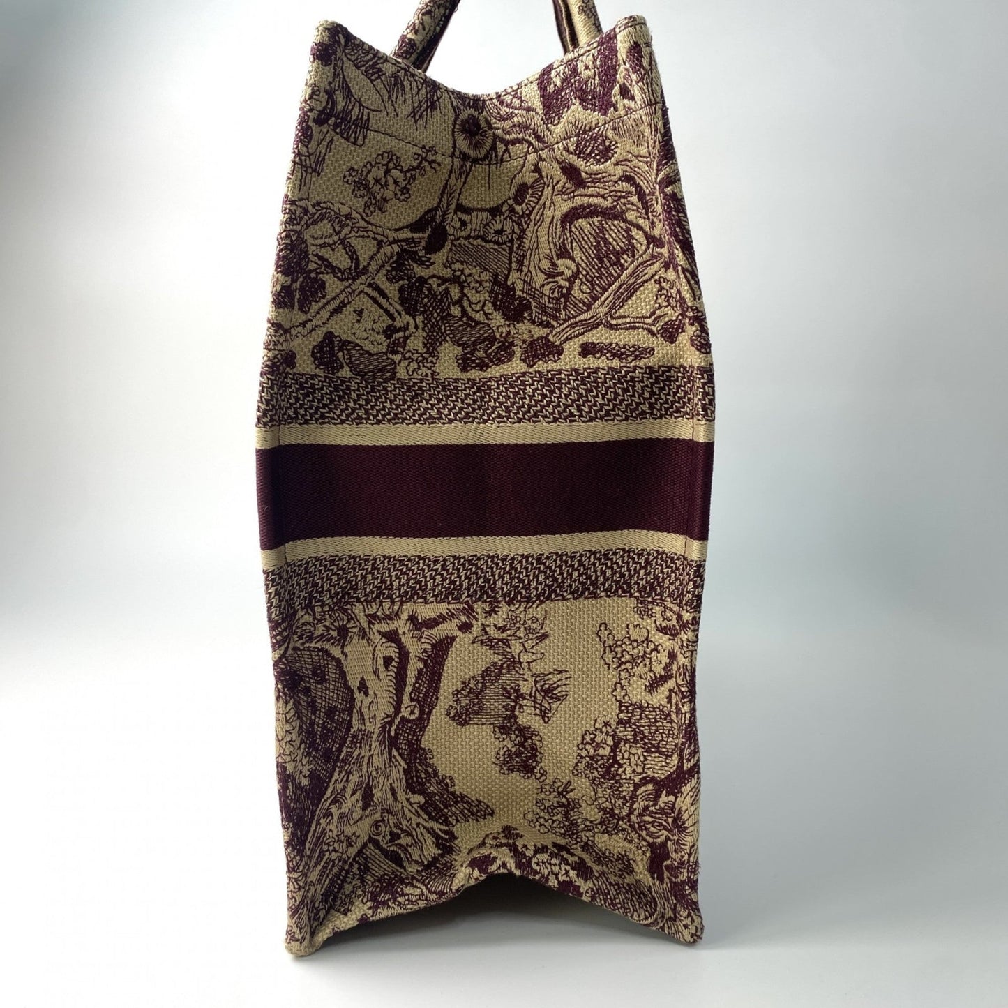 Christian Dior Bordeaux Brown Red Color Canvas Tote Bag ()