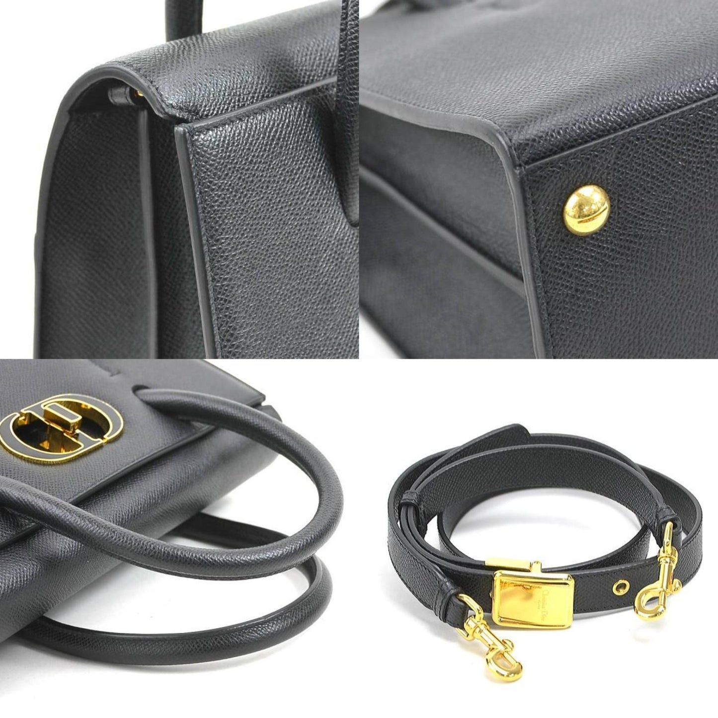 Christian Dior Black Leather Handbag Shoulder Bag ()