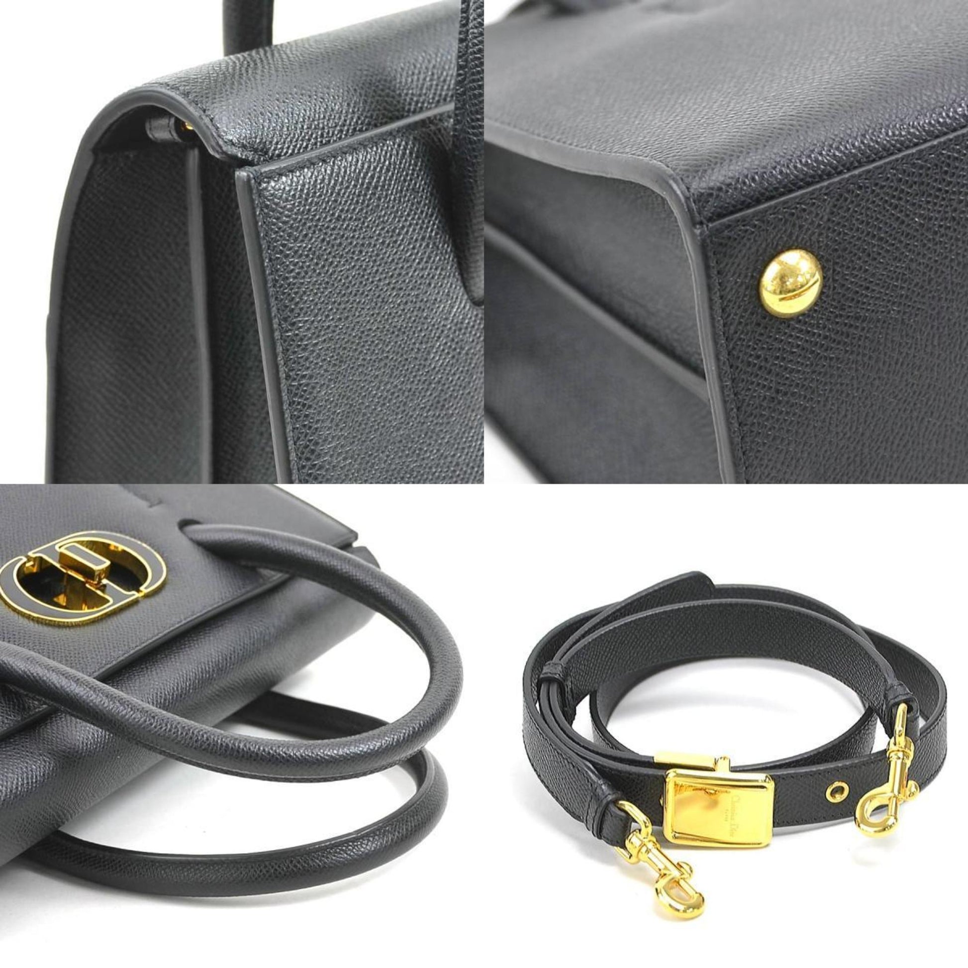 Christian Dior Black Leather Handbag Shoulder Bag ()