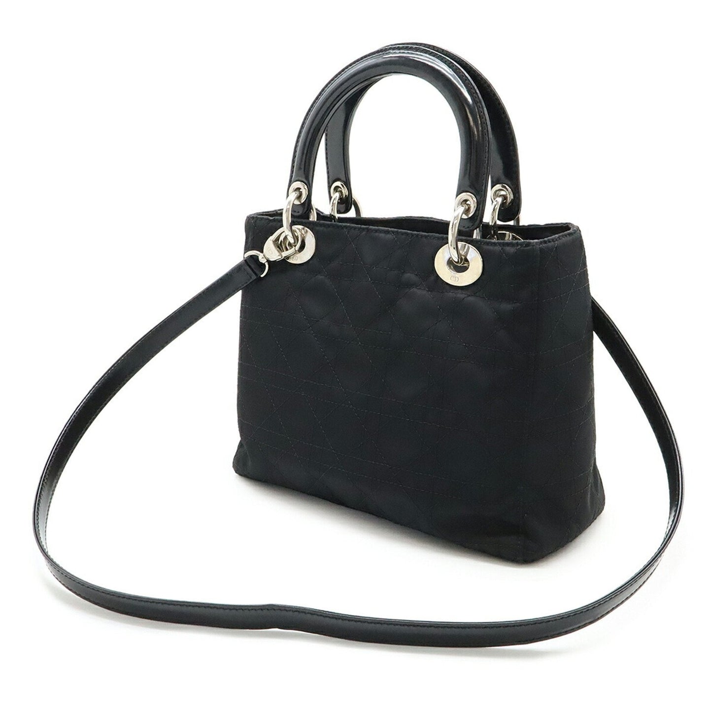 Christian Dior Black Nylon Leather Handbag Tote Bag ()